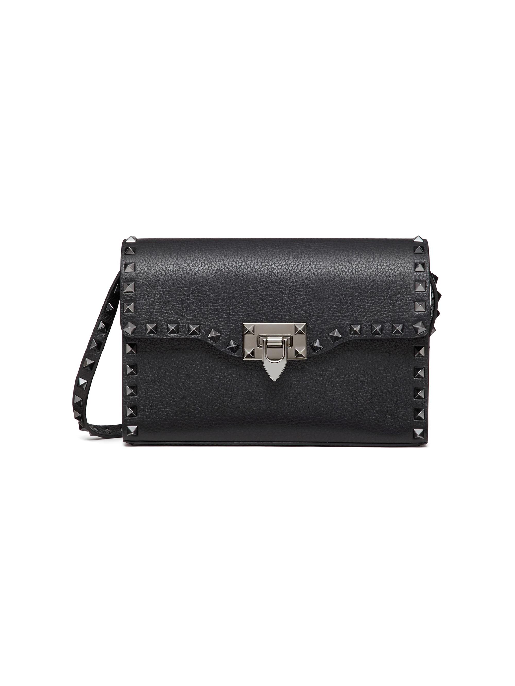 Valentino Garavani Women's  Rockstud Grainy Calfskin Crossbody Bag - Black