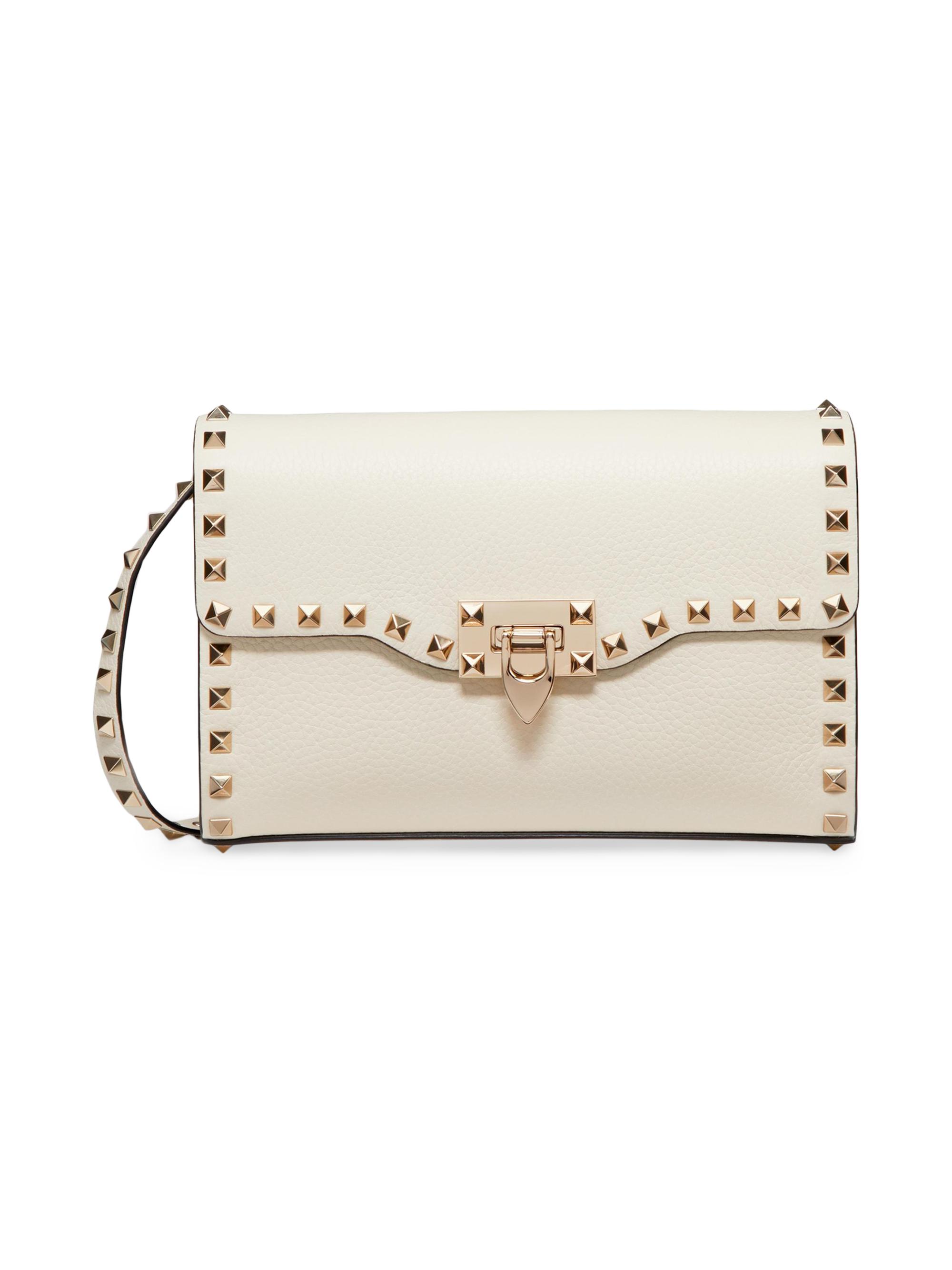 Valentino Garavani Women's  Rockstud Grainy Calfskin Crossbody Bag - Light