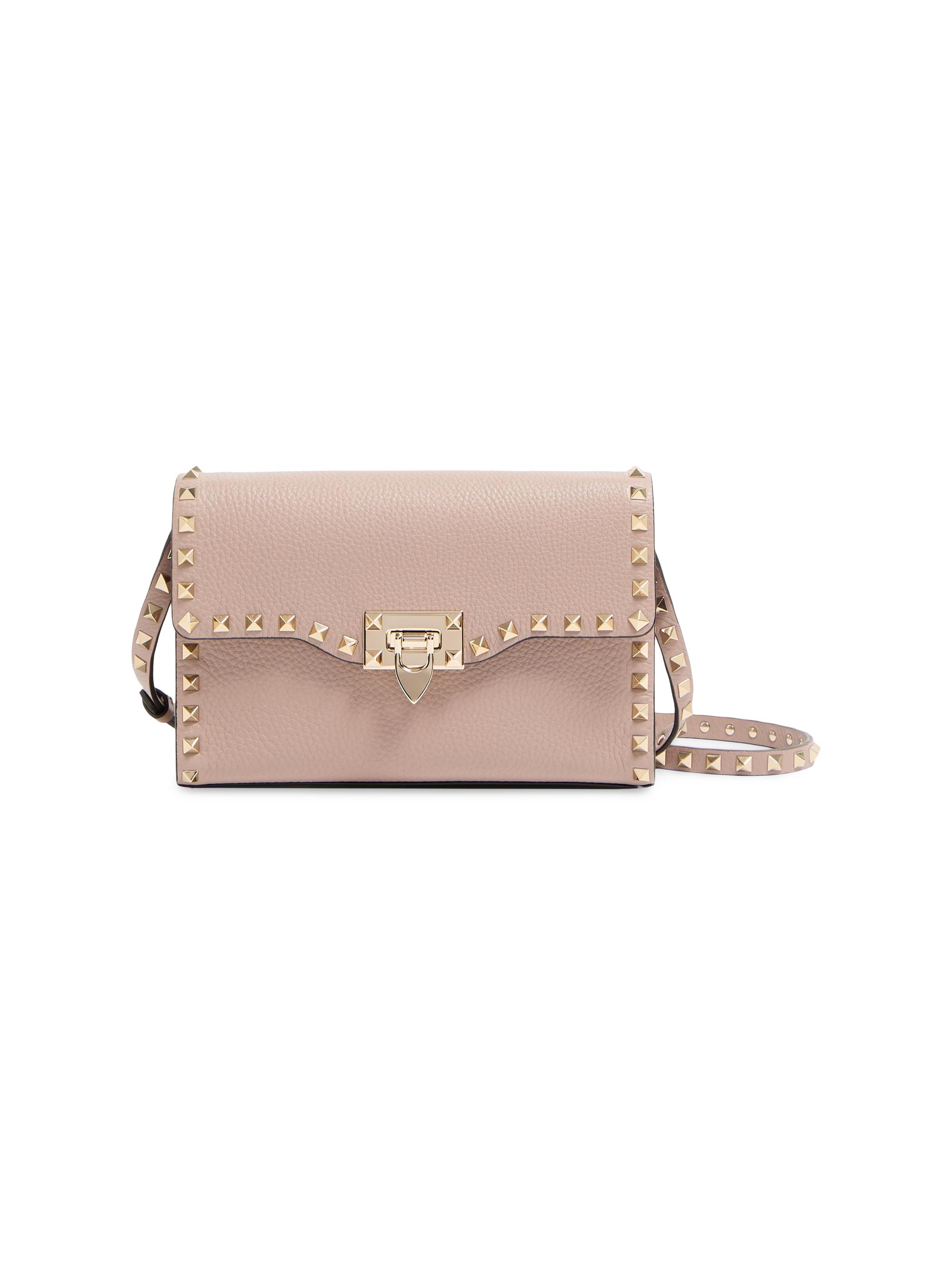 Valentino Garavani Women's  Rockstud Grainy Calfskin Crossbody Bag - Poudre