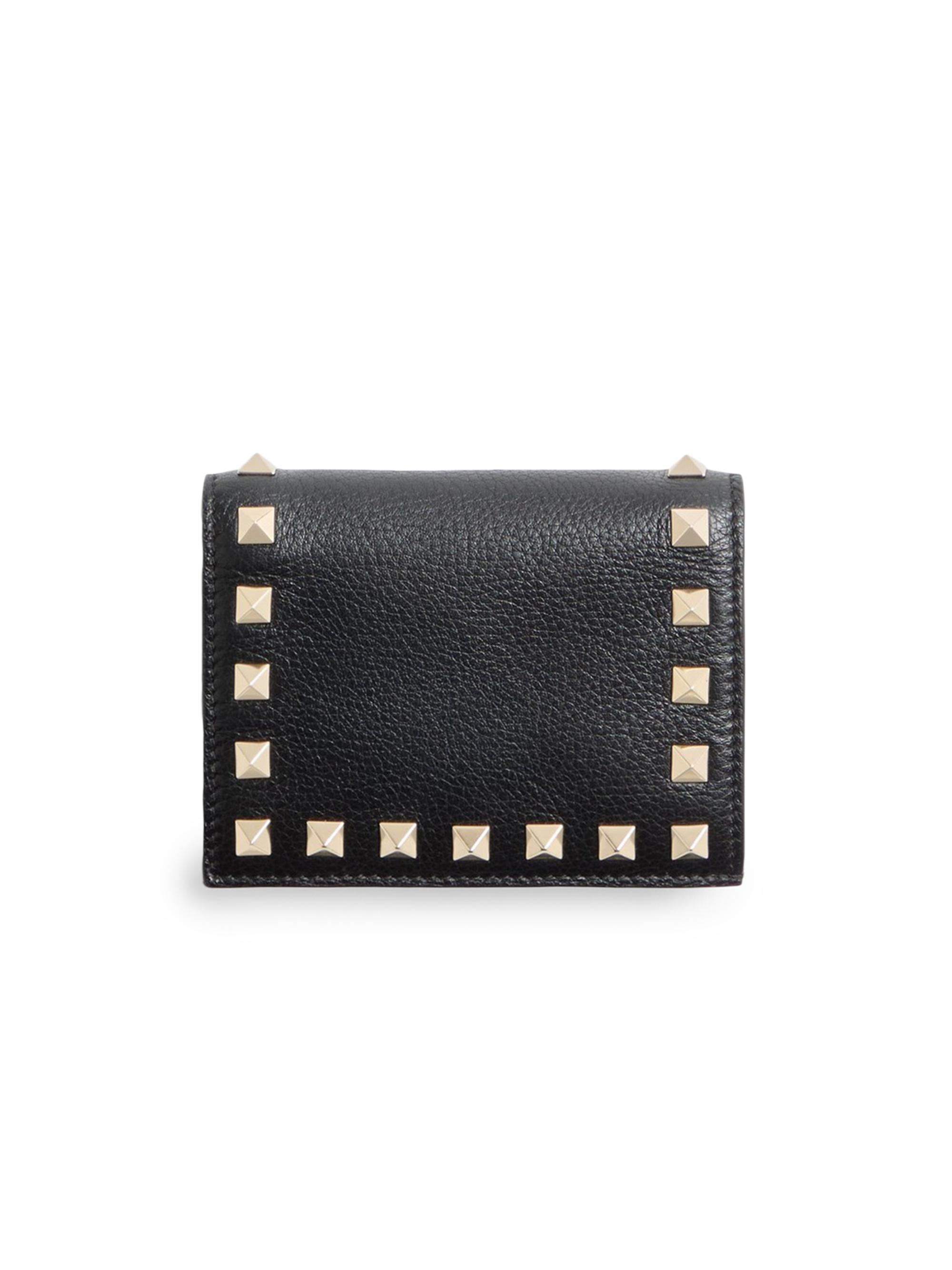 Valentino Garavani Women's  Rockstud Grainy Calfskin Wallet - Black