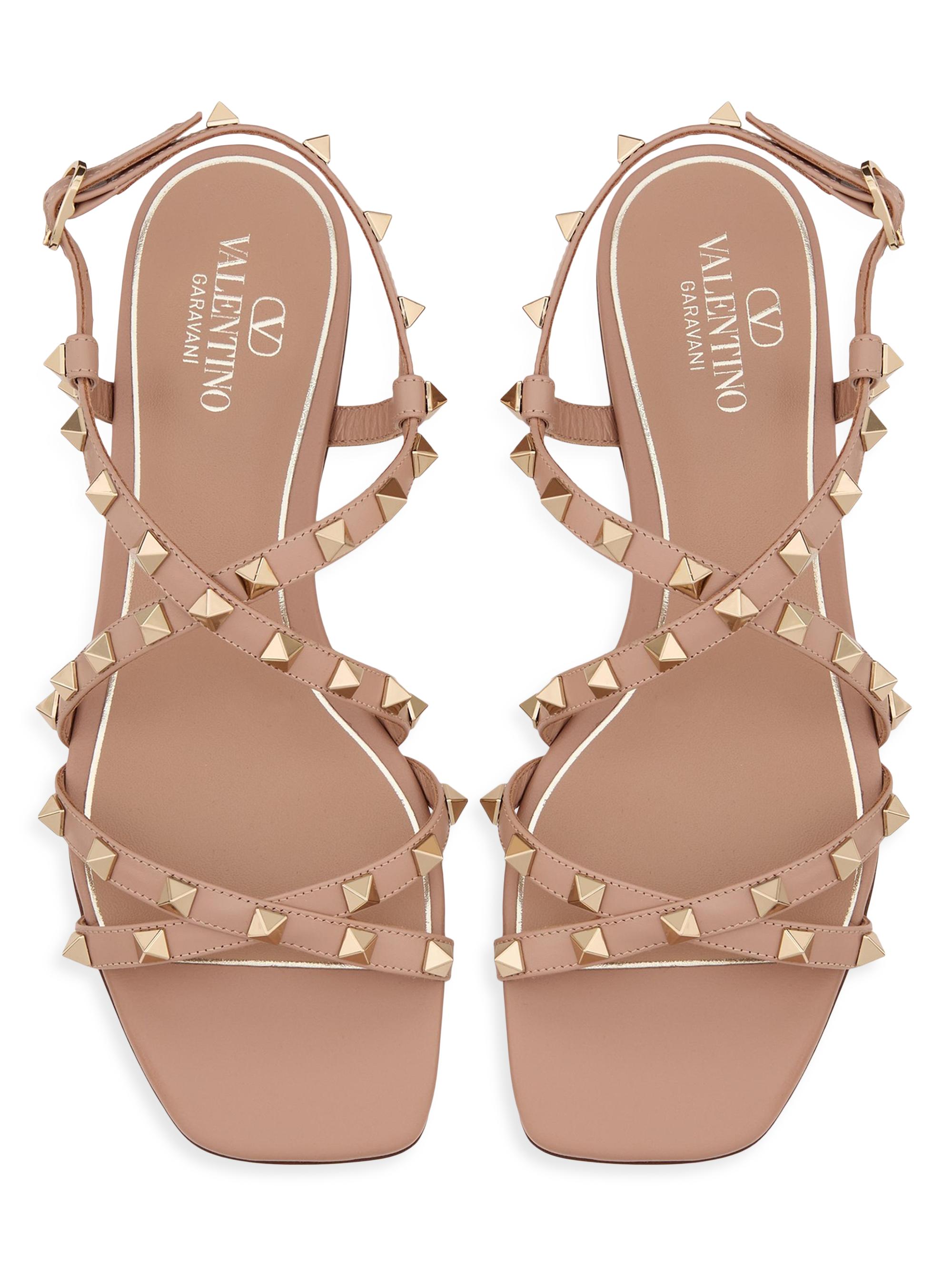 Valentino Garavani Calfskin Rockstud Sandals with Straps | Saks