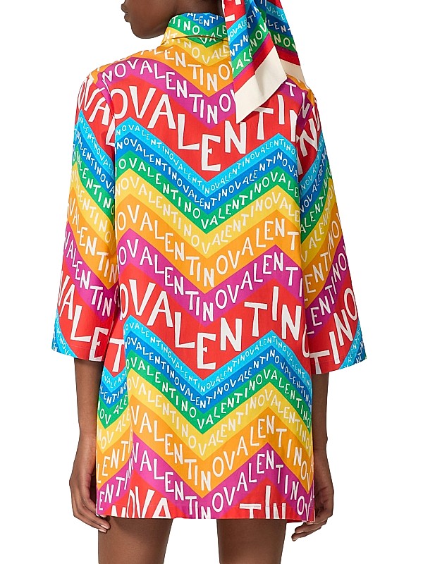Shop Valentino Garavani Chevron 24 Popeline Short Dress Shop Valentino Garavani Chevron 24 Popeline Short Dress