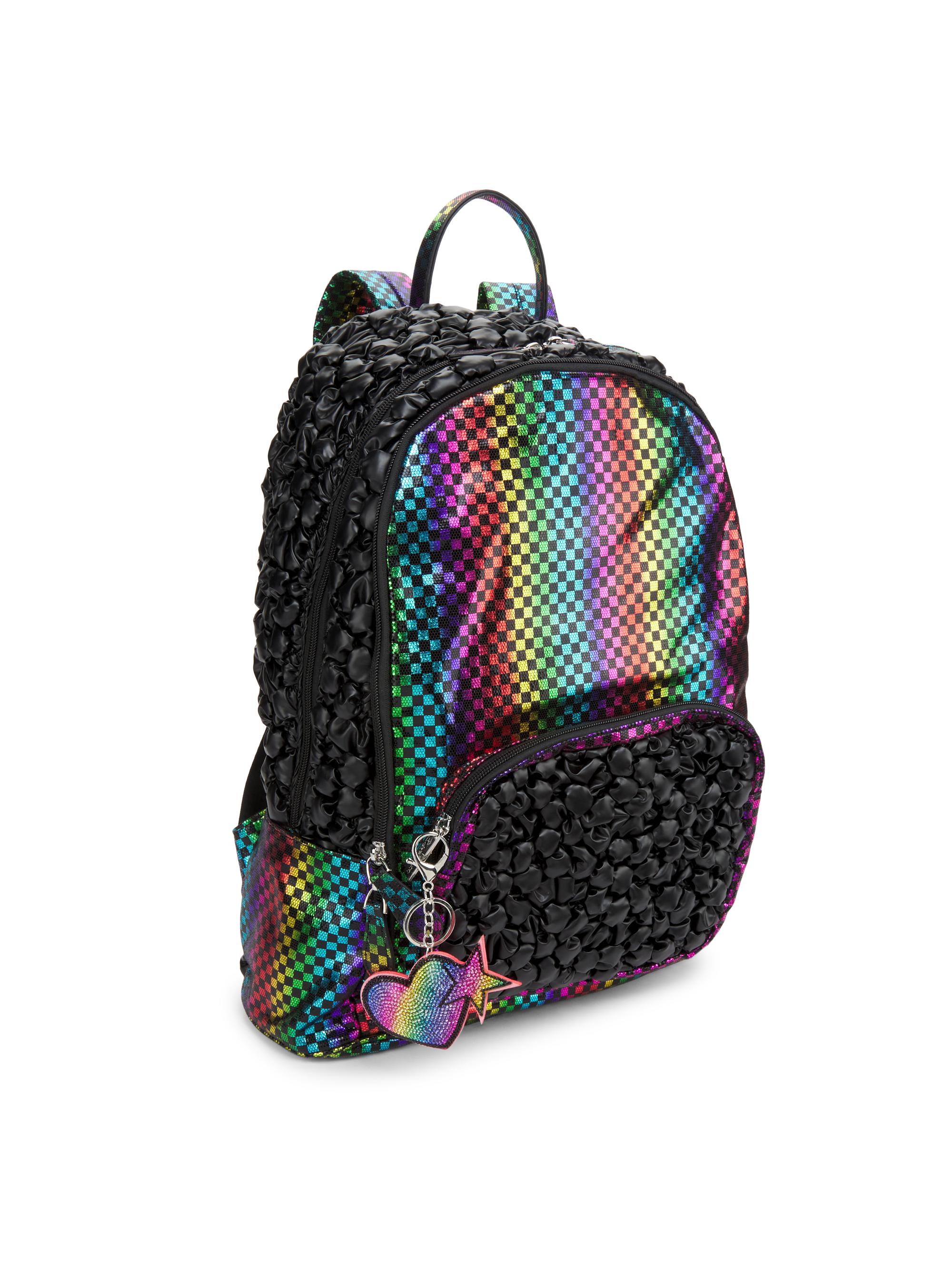 Bari Lynn Girl's Checkered Rainbow Backpack