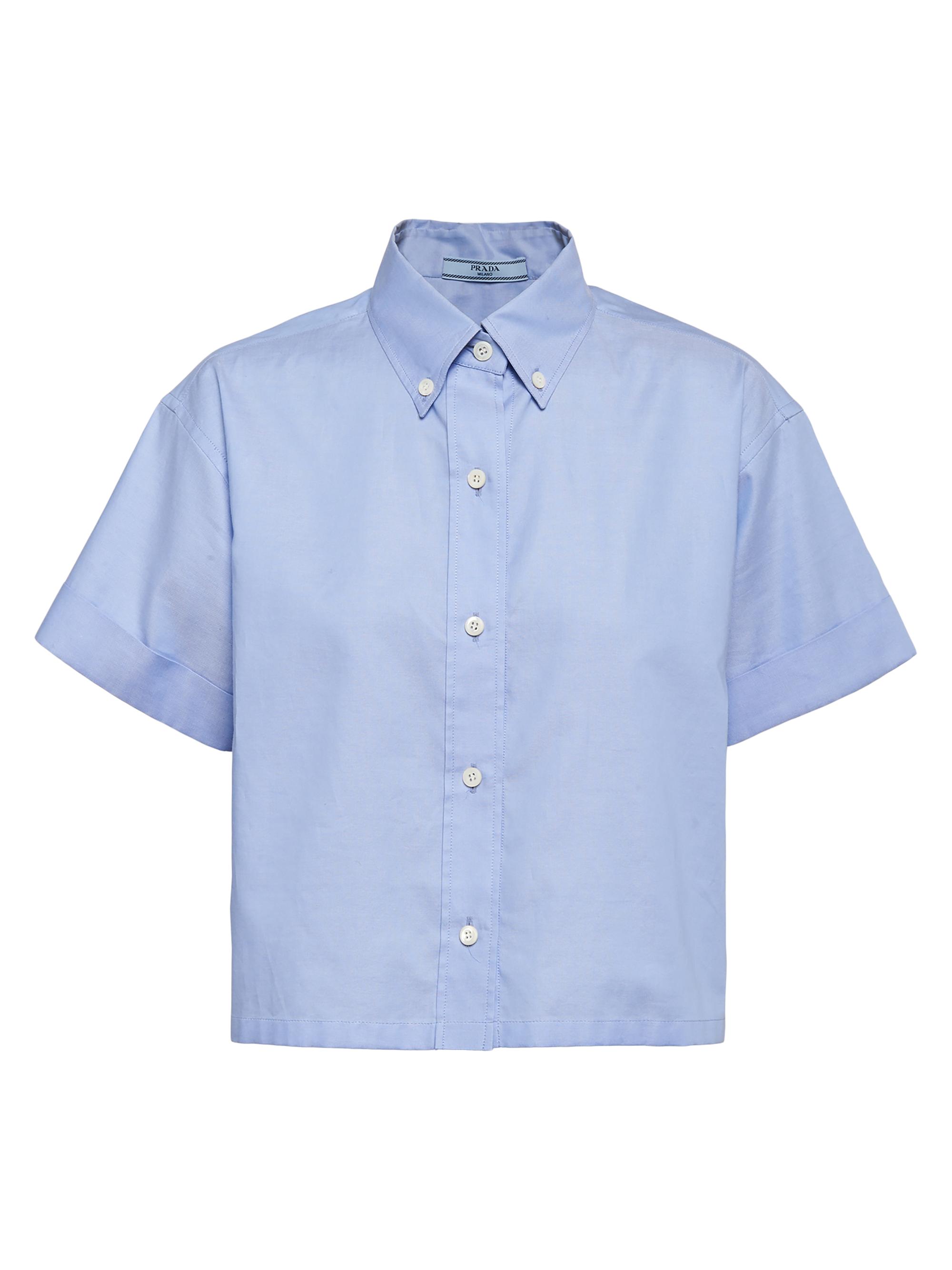 Prada Women's Embroidered Oxford Shirt - Blue