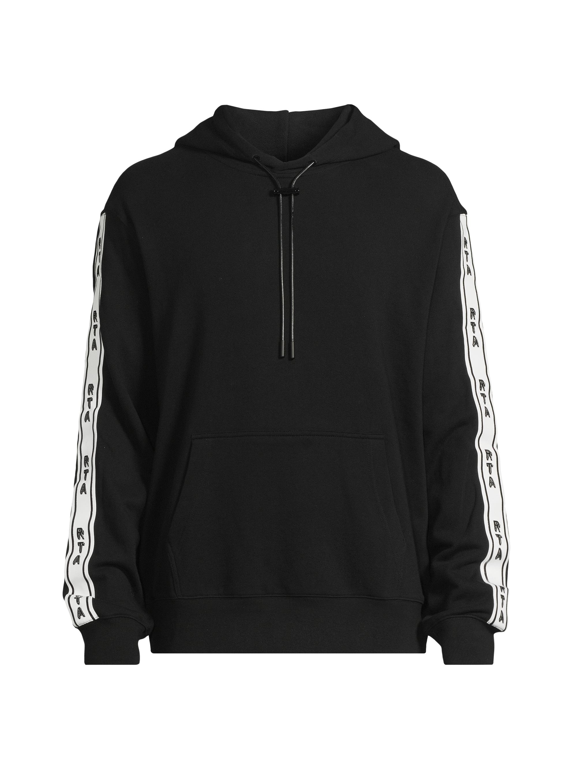 RTA Men's Collegiate Stripe Hoodie - Black Collegiate Script