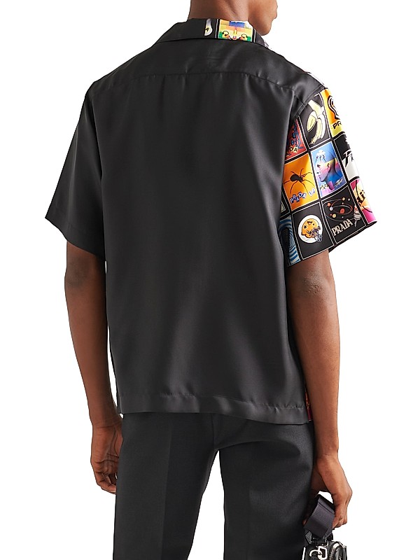 Shop Prada Double Match Silk Twill Shirt | Saks Fifth Avenue Shop Prada Double Match Silk Twill Shirt | Saks Fifth Avenue