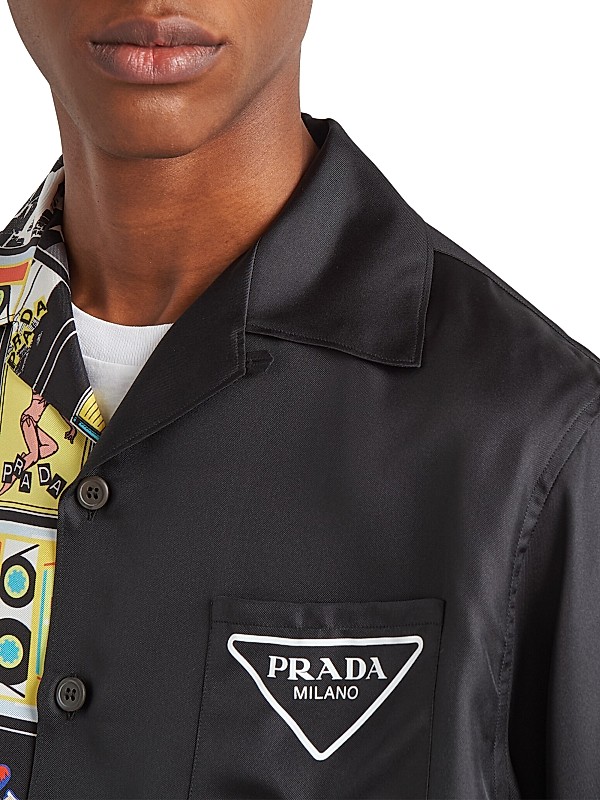Shop Prada Double Match Silk Twill Shirt | Saks Fifth Avenue Shop Prada Double Match Silk Twill Shirt | Saks Fifth Avenue