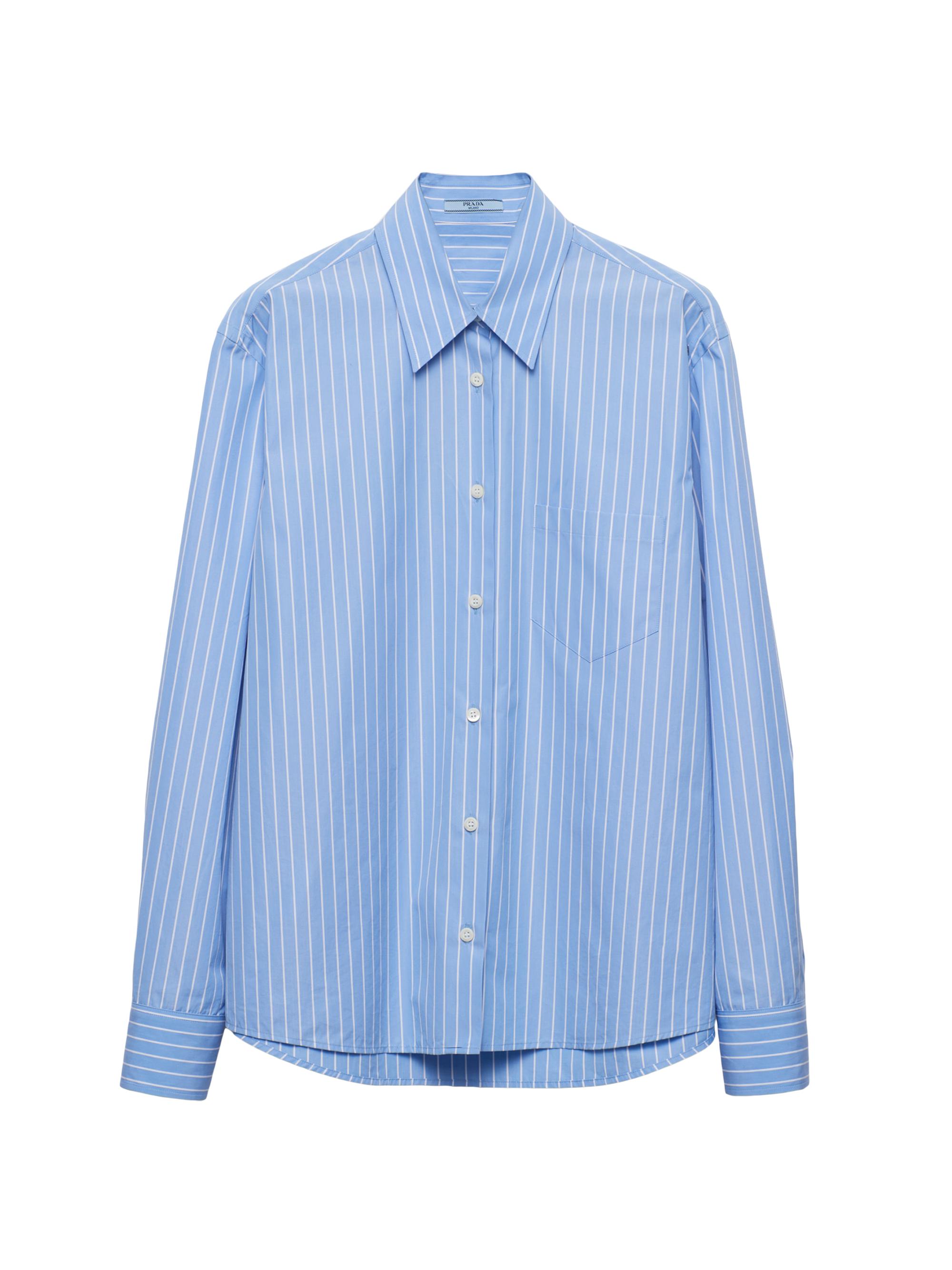 Prada Women's Striped Poplin Shirt - Blue