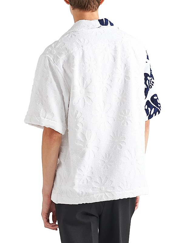 Shop Prada Double Match Short-Sleeved Heavy Cotton Shirt Shop Prada Double Match Short-Sleeved Heavy Cotton Shirt