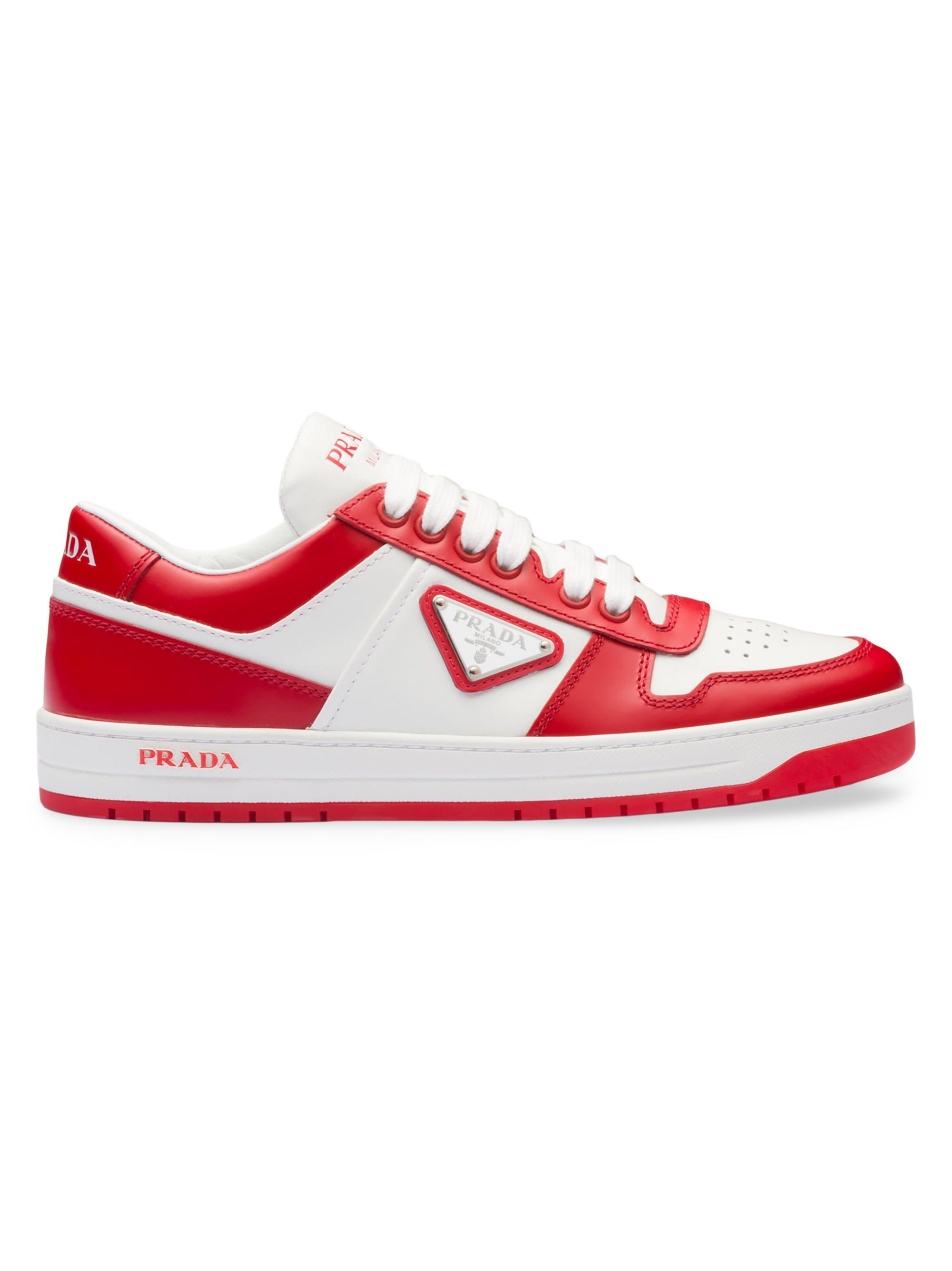 Prada Women's Downtown Leather Sneakers - White