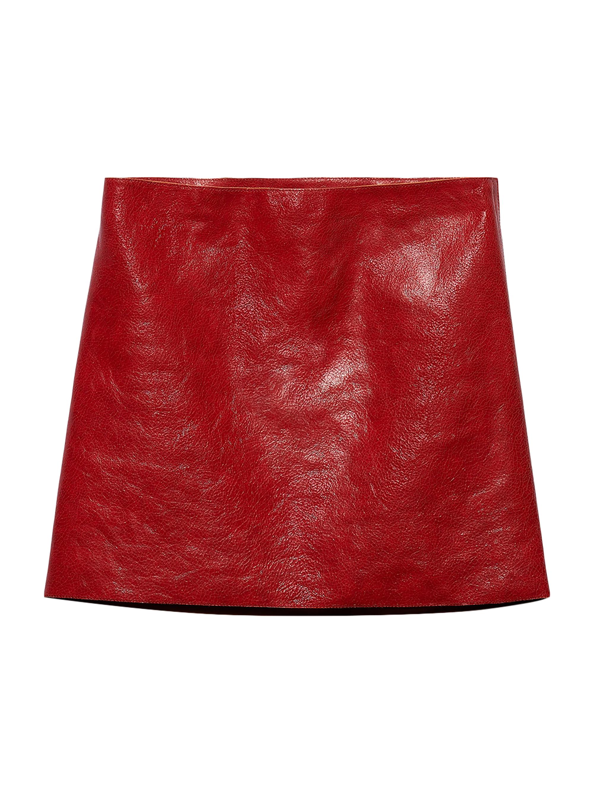 Prada Women's Craquele Leather Miniskirt - Red