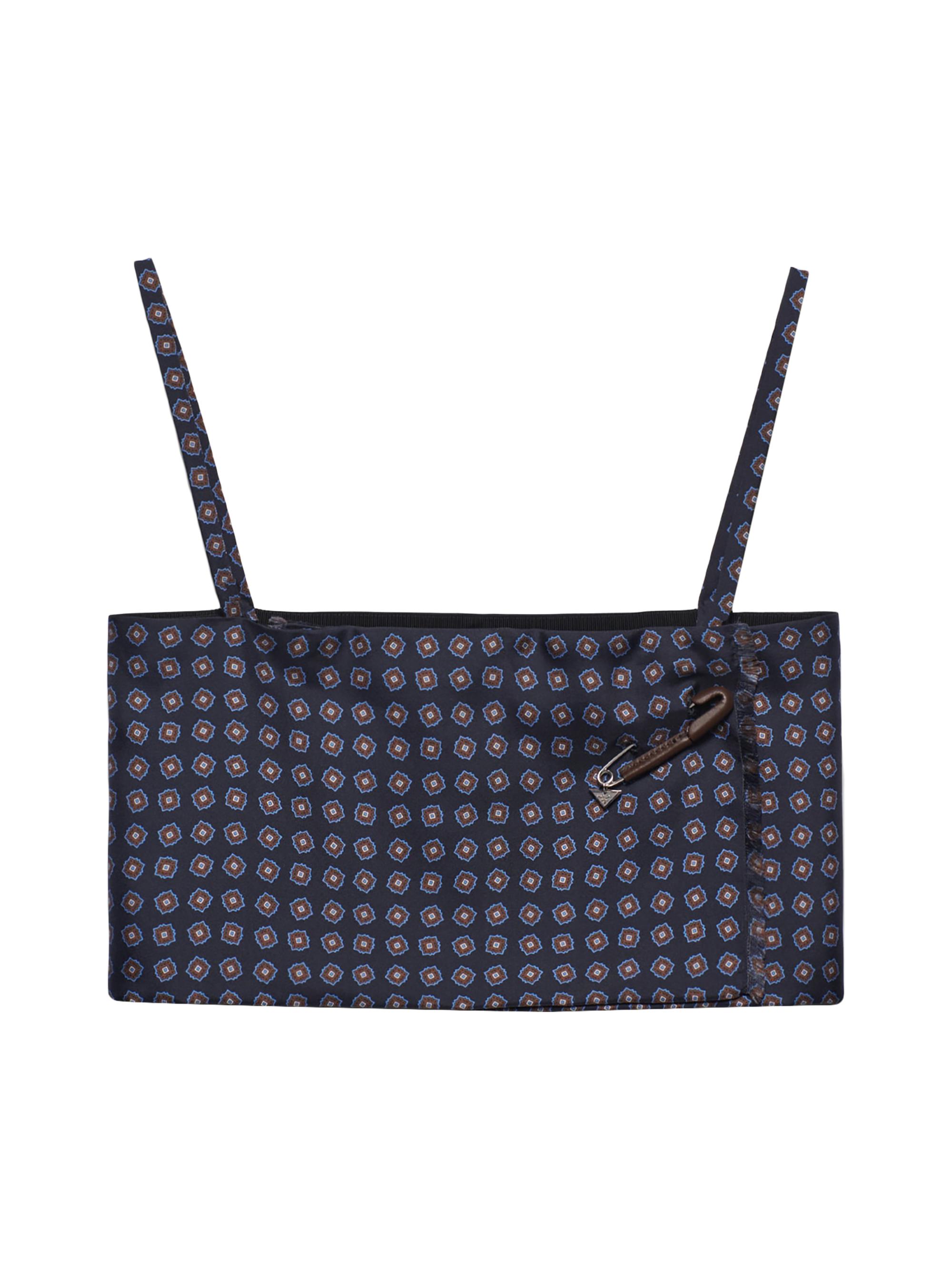 Prada Women's Printed Silk Twill Top - Blue