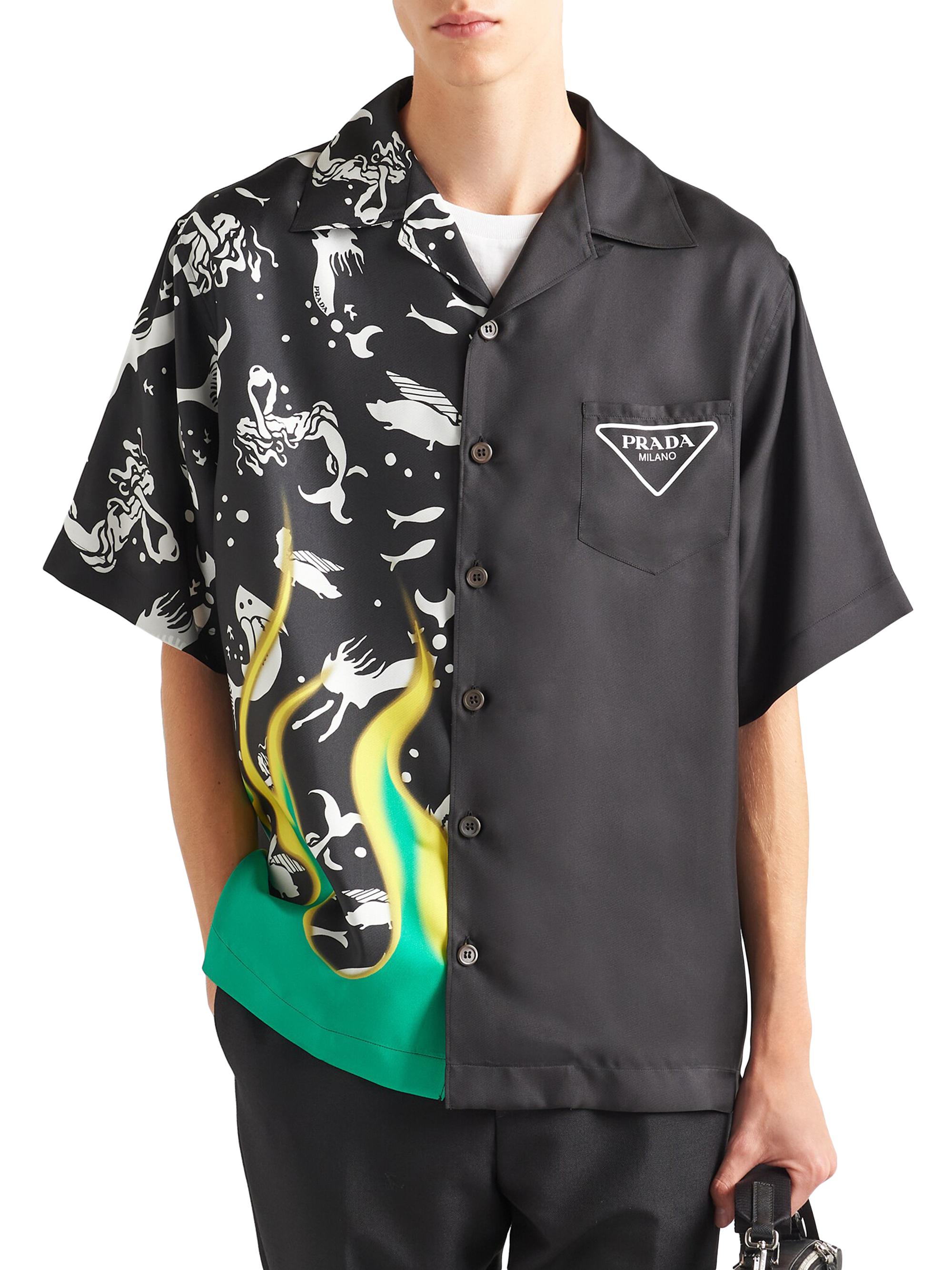 Prada Double Match Silk Twill Shirt | Saks Fifth Avenue