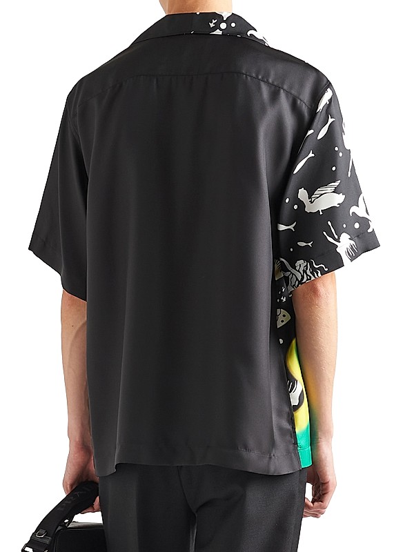 Shop Prada Double Match Silk Twill Shirt | Saks Fifth Avenue Shop Prada Double Match Silk Twill Shirt | Saks Fifth Avenue