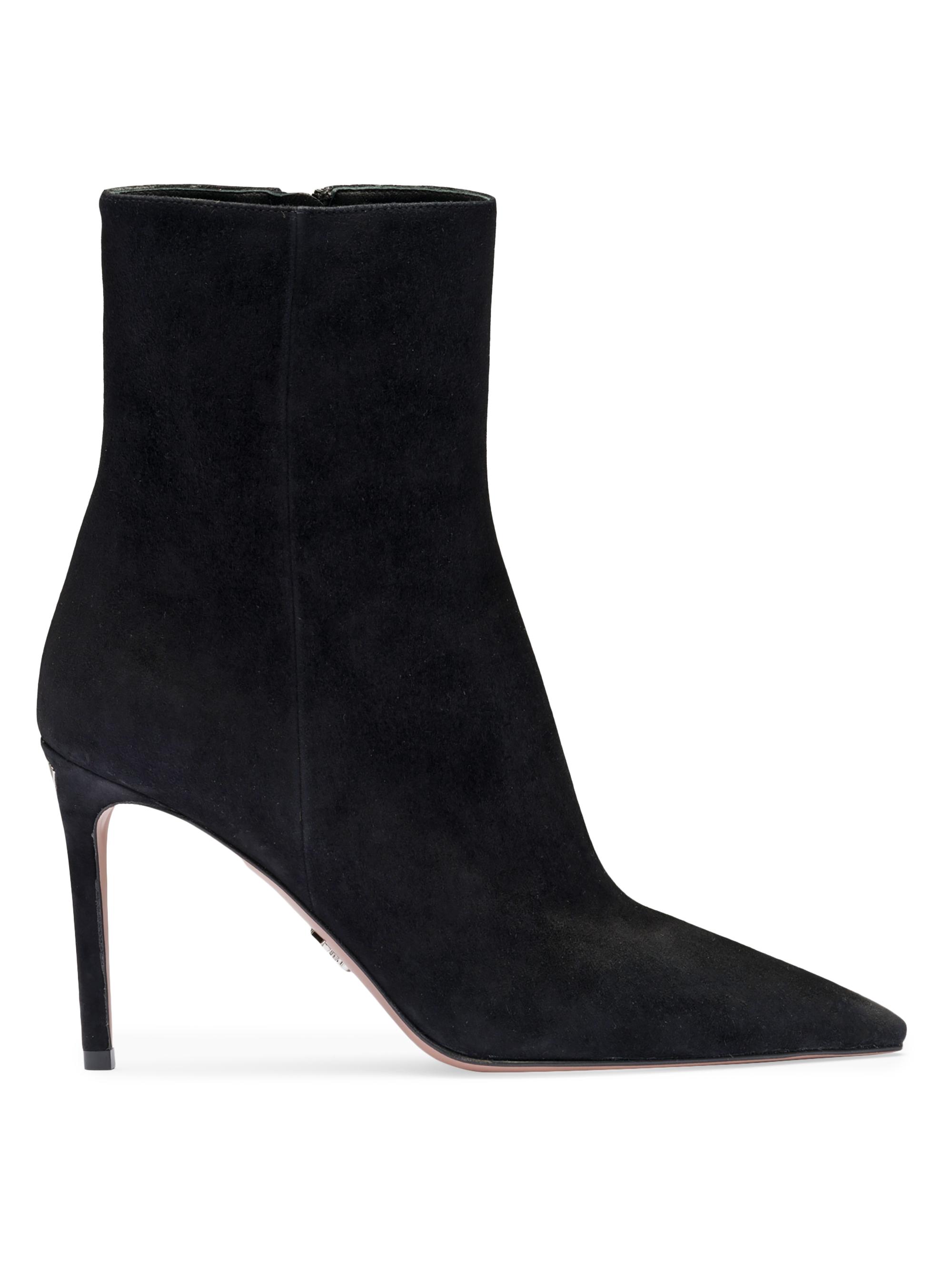 Prada Women's High Heeled Suede Booties - Black