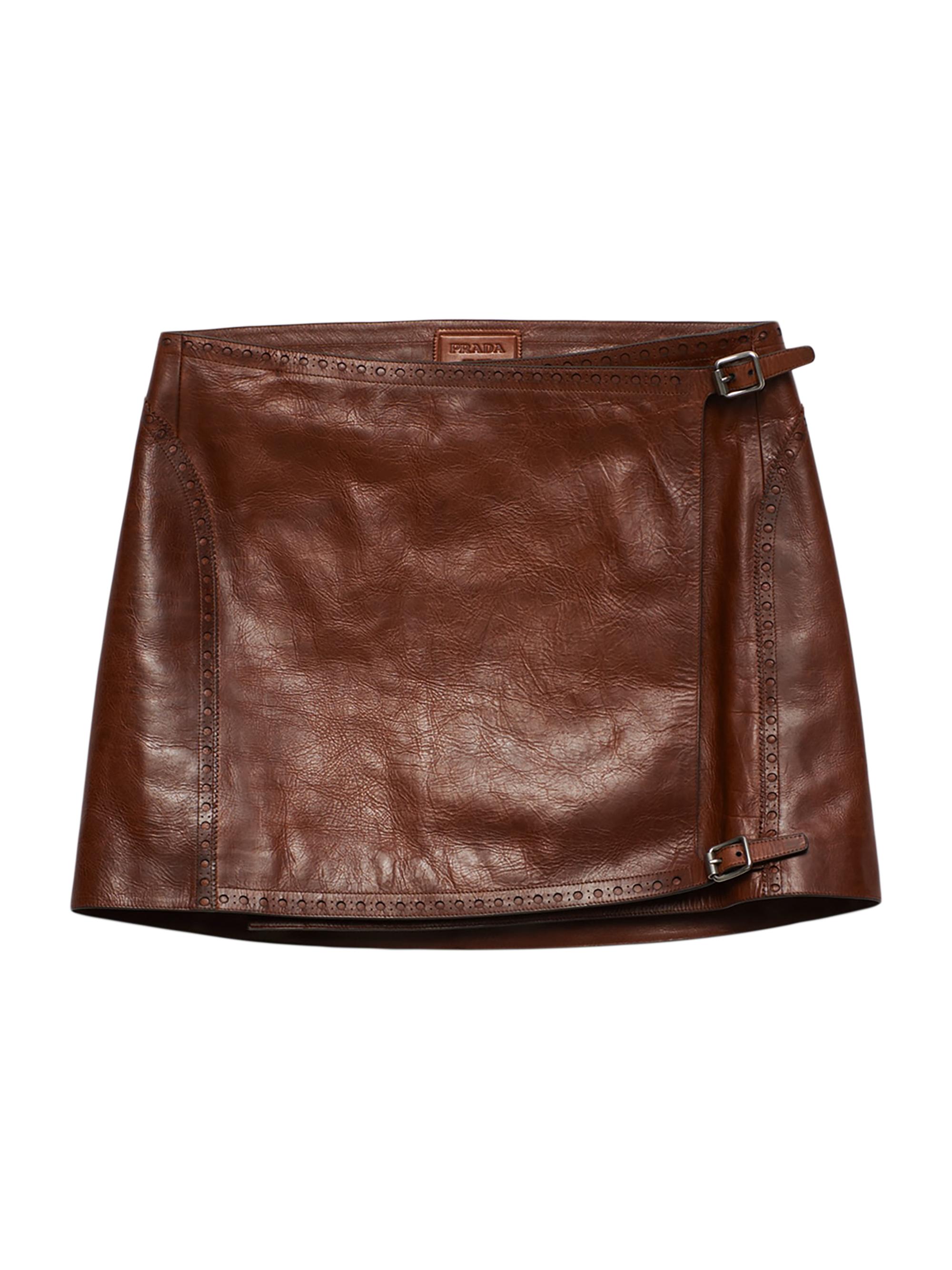 Prada Women's Leather Miniskirt - Brown