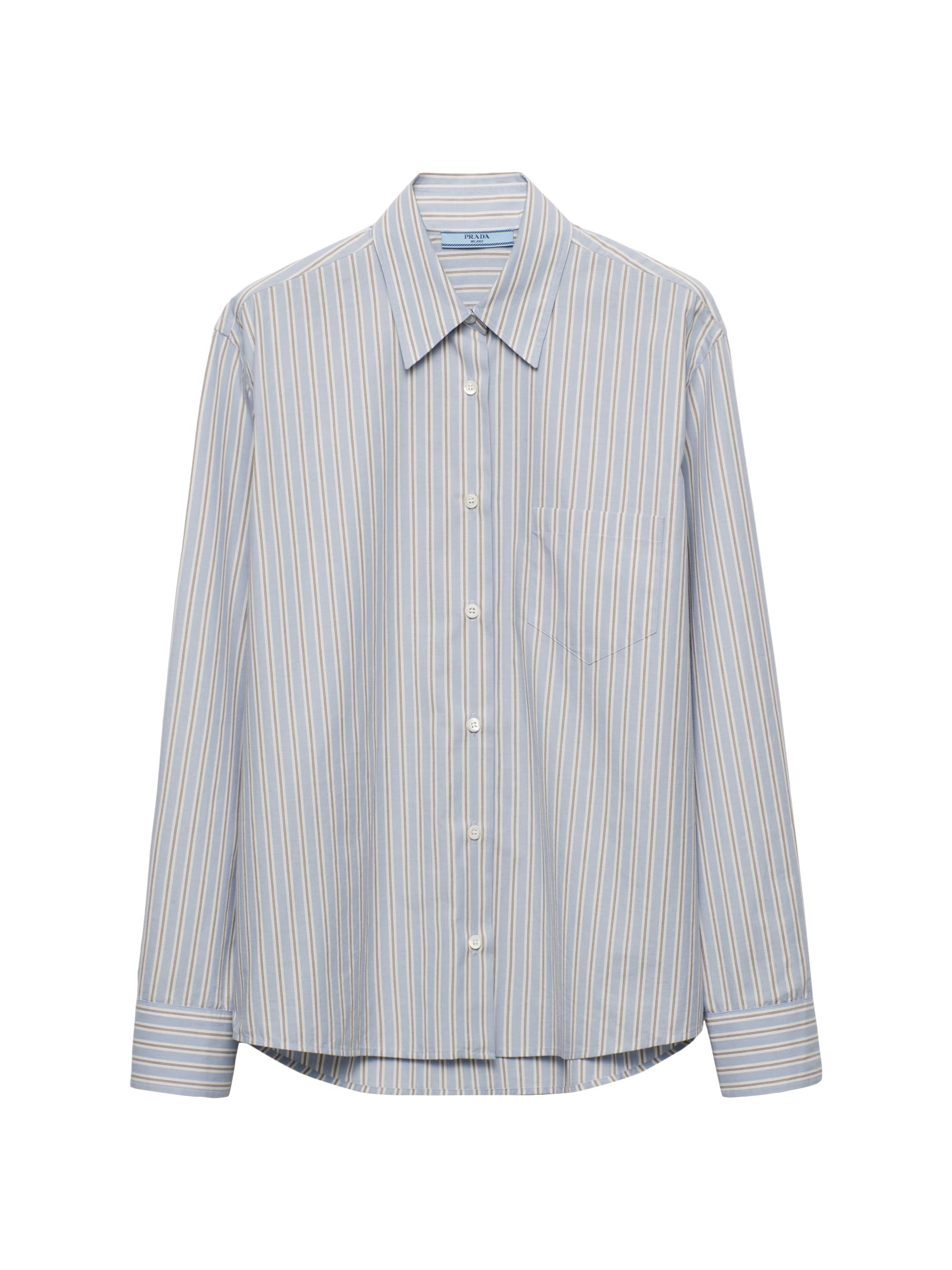 Prada Women's Striped Poplin Shirt - Blue