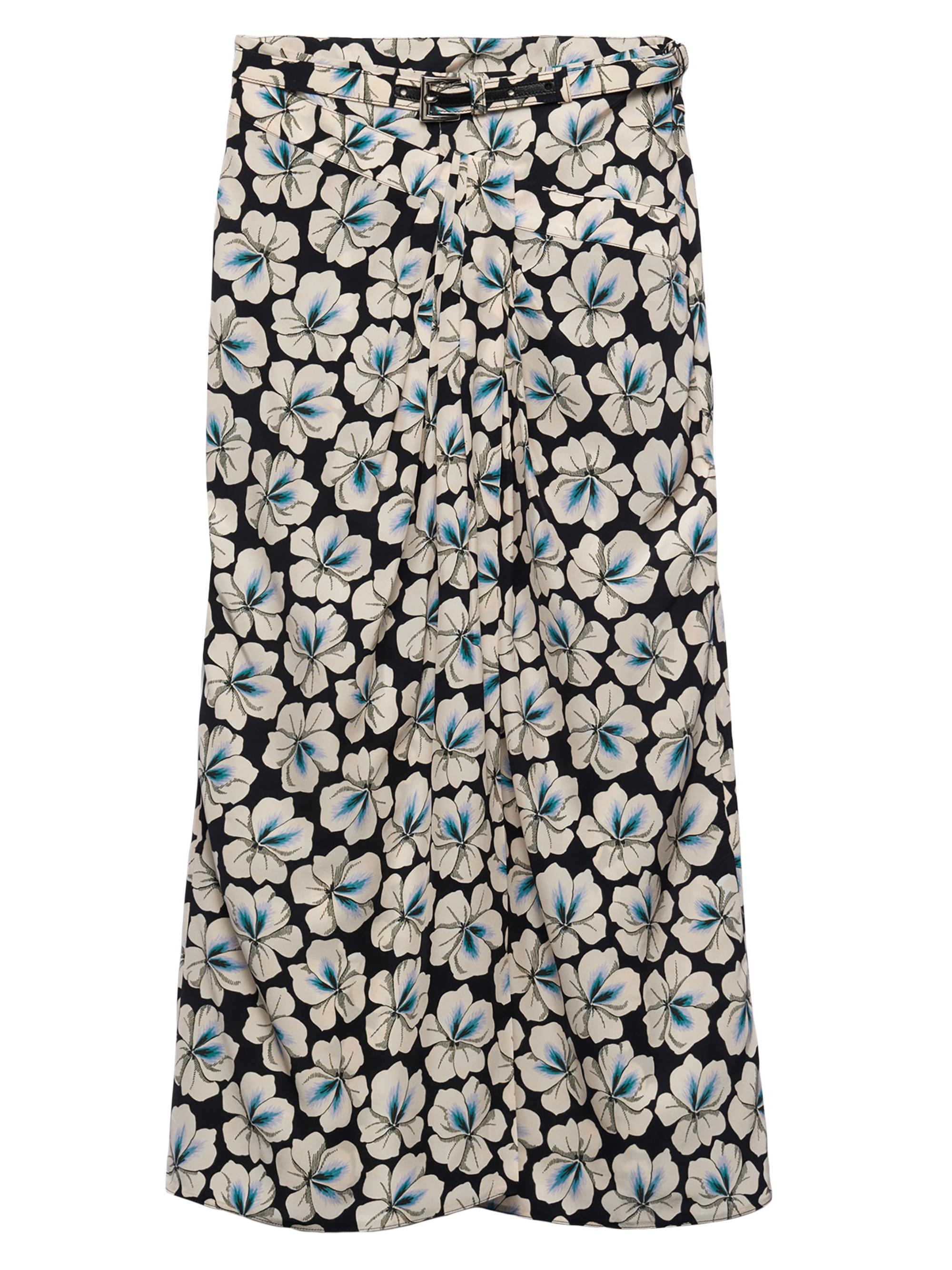 Prada Women's Printed Pongee Midi-Skirt - Black