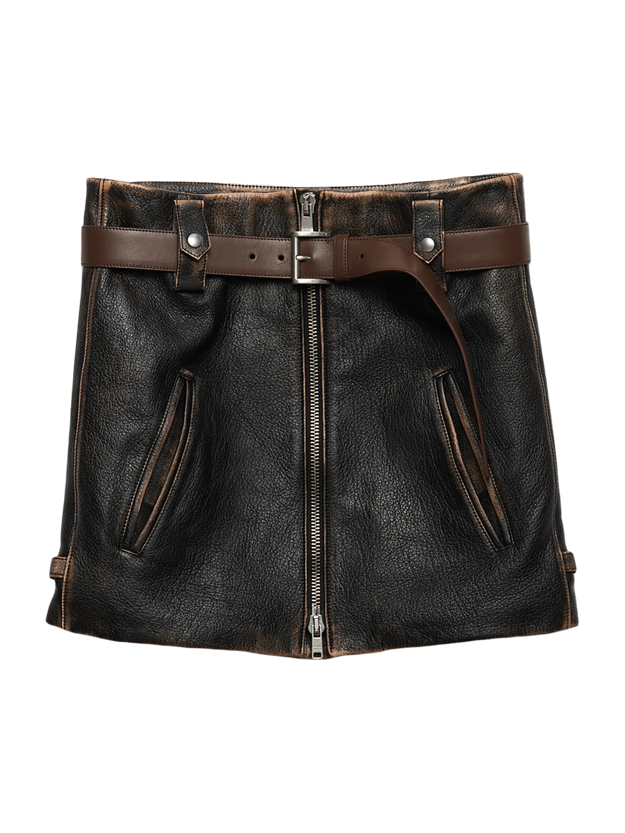 Prada Women's Leather Miniskirt - Black