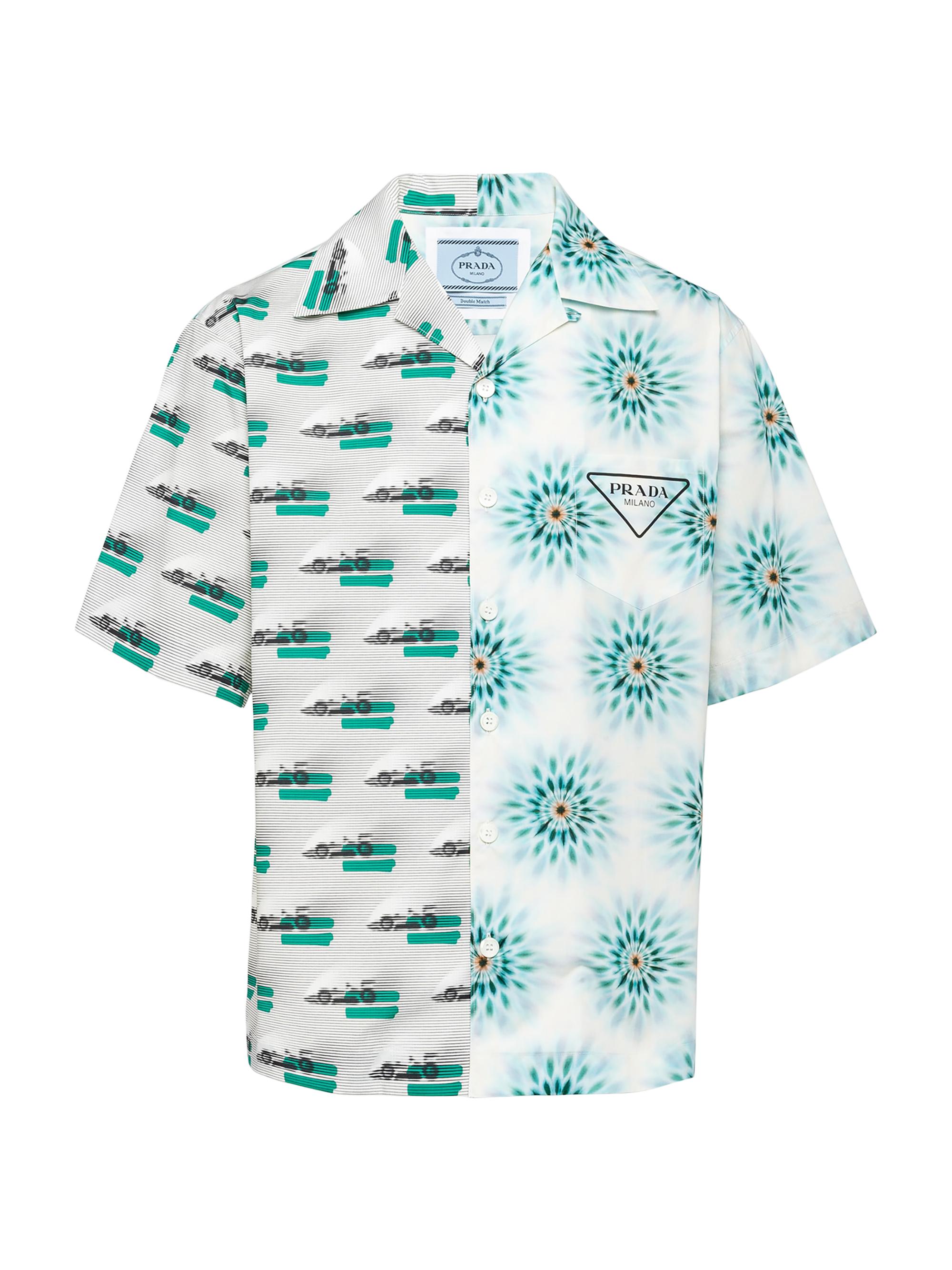 Prada Men's Short-Sleeved Cotton Shirt - White Multi