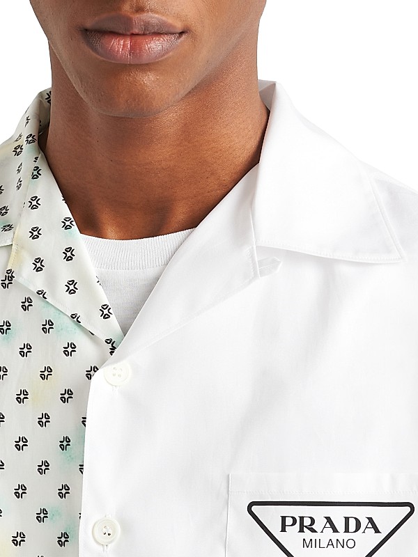 Shop Prada Double Match Cotton Shirt | Saks Fifth Avenue Shop Prada Double Match Cotton Shirt | Saks Fifth Avenue