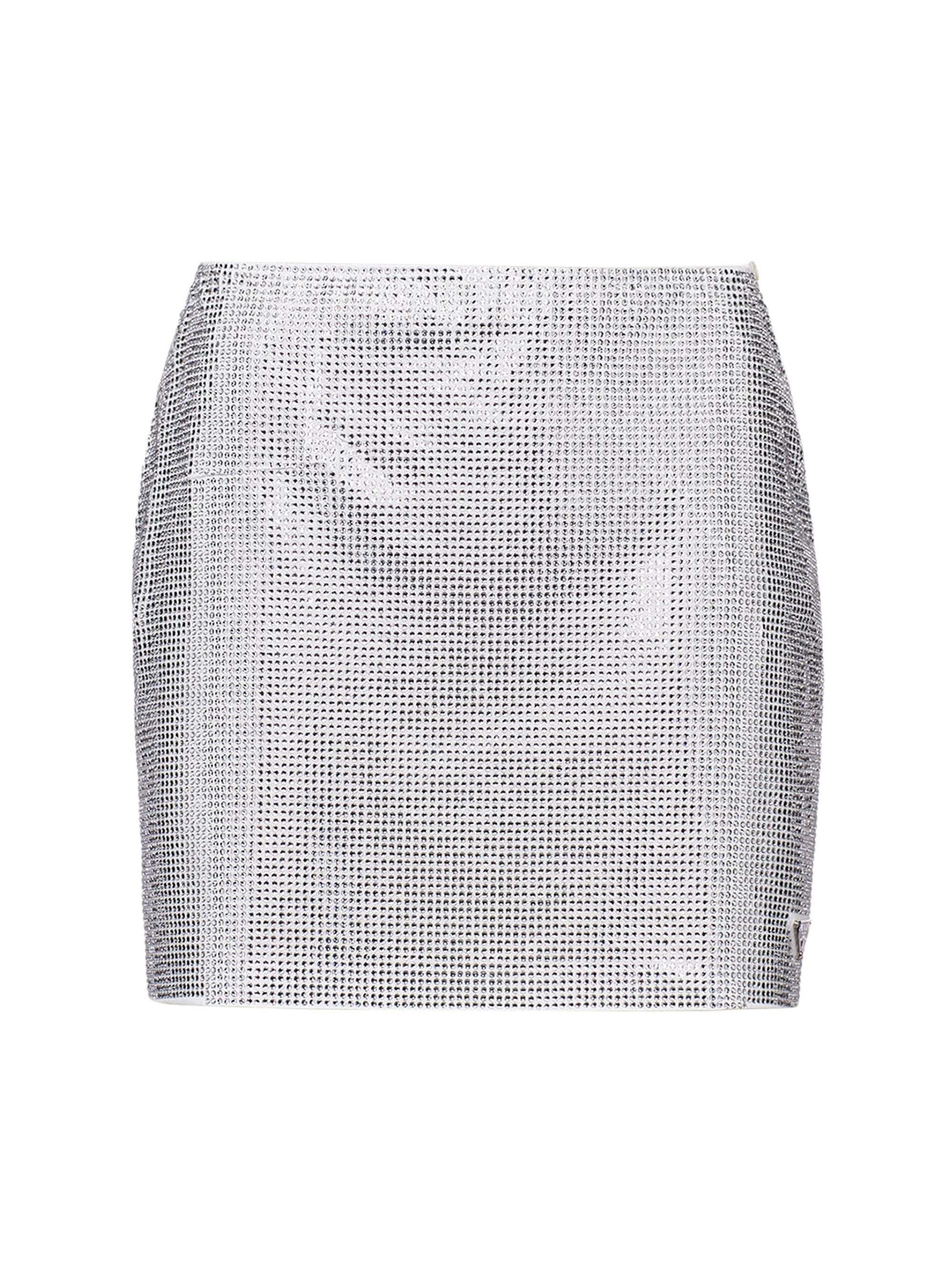 Prada Women's Embroidered Jersey Miniskirt - White