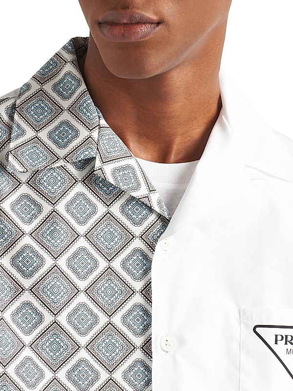Shop Prada Double Match Cotton Shirt | Saks Fifth Avenue Shop Prada Double Match Cotton Shirt | Saks Fifth Avenue