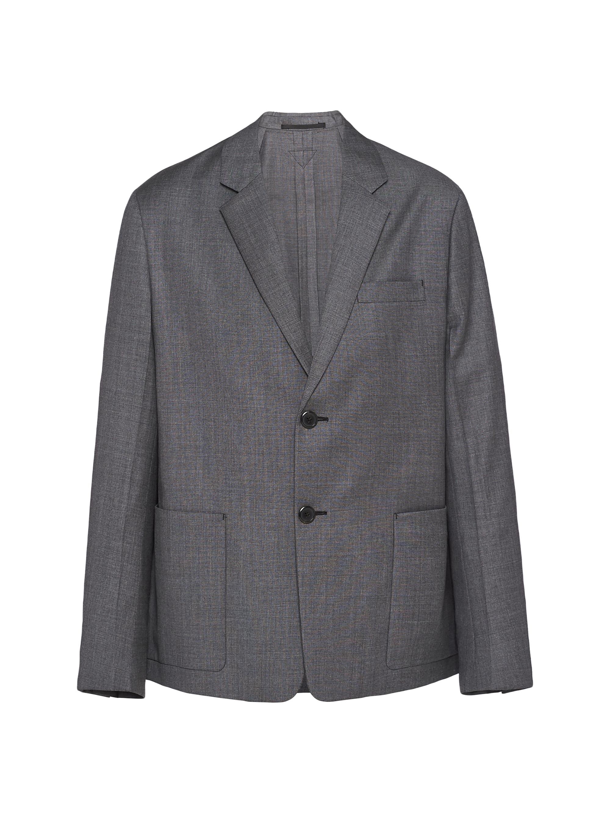 Prada Men's Single-Breasted Wool Jacket - Grey