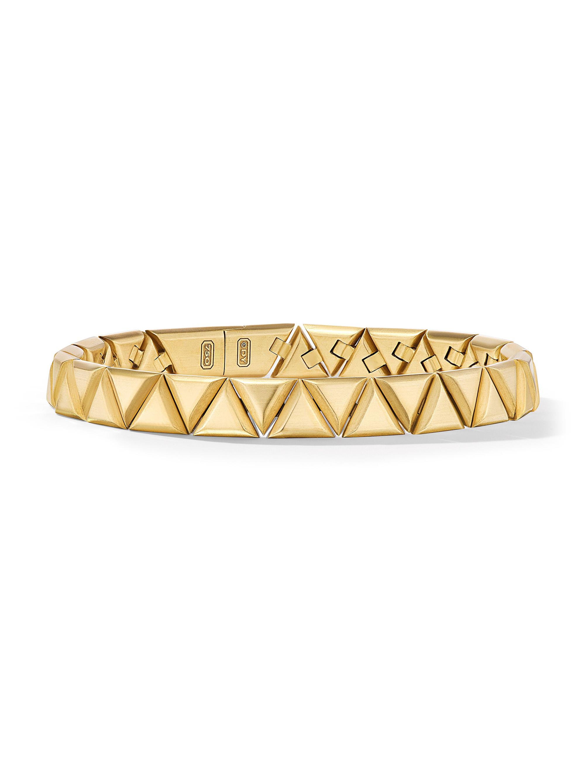 David Yurman Men's Faceted Link Triangle Bracelet in 18K Yellow Gold, 7.5MM - Gold