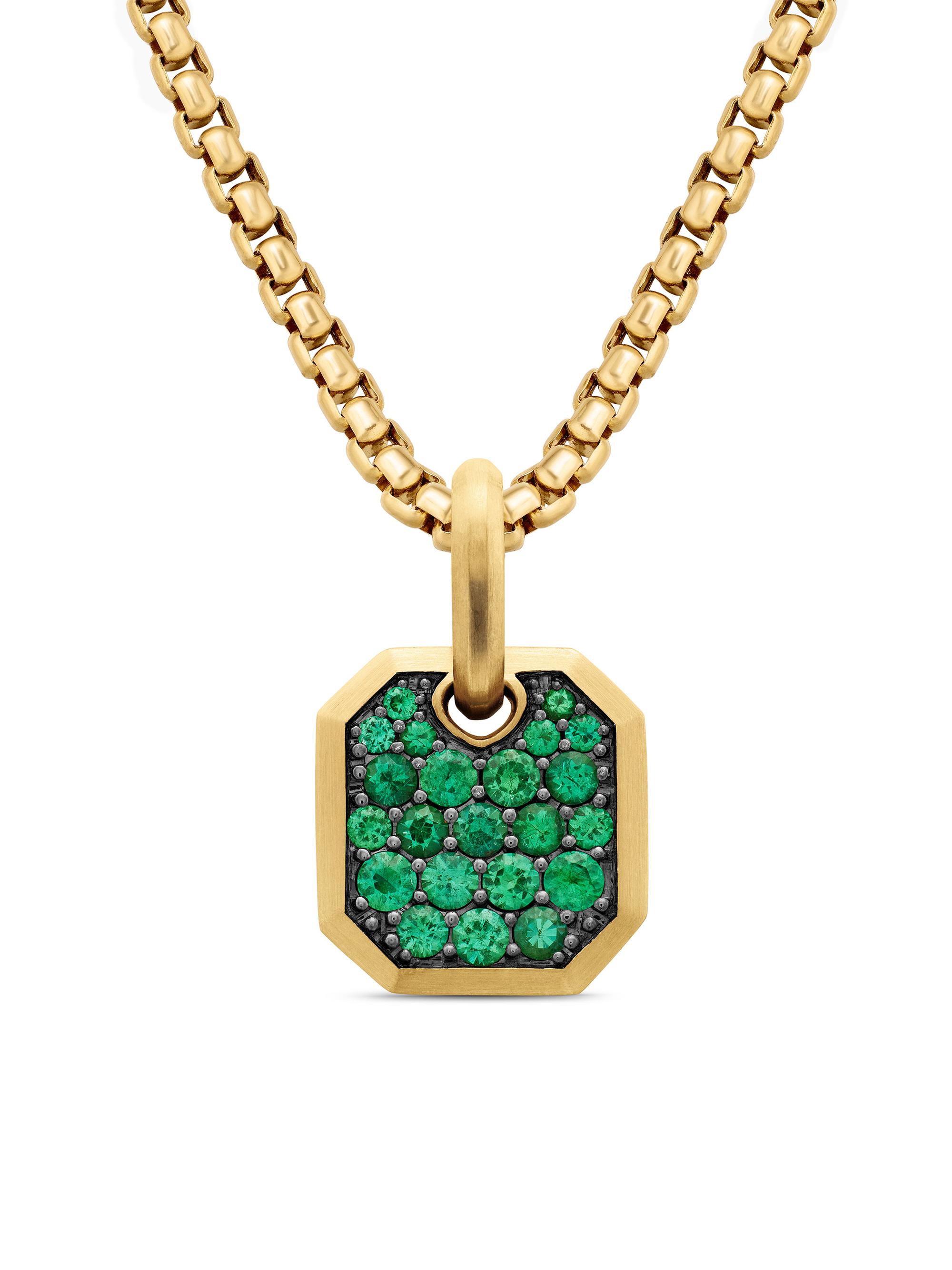David Yurman Men's Roman Amulet in 18K Yellow Gold - Emerald
