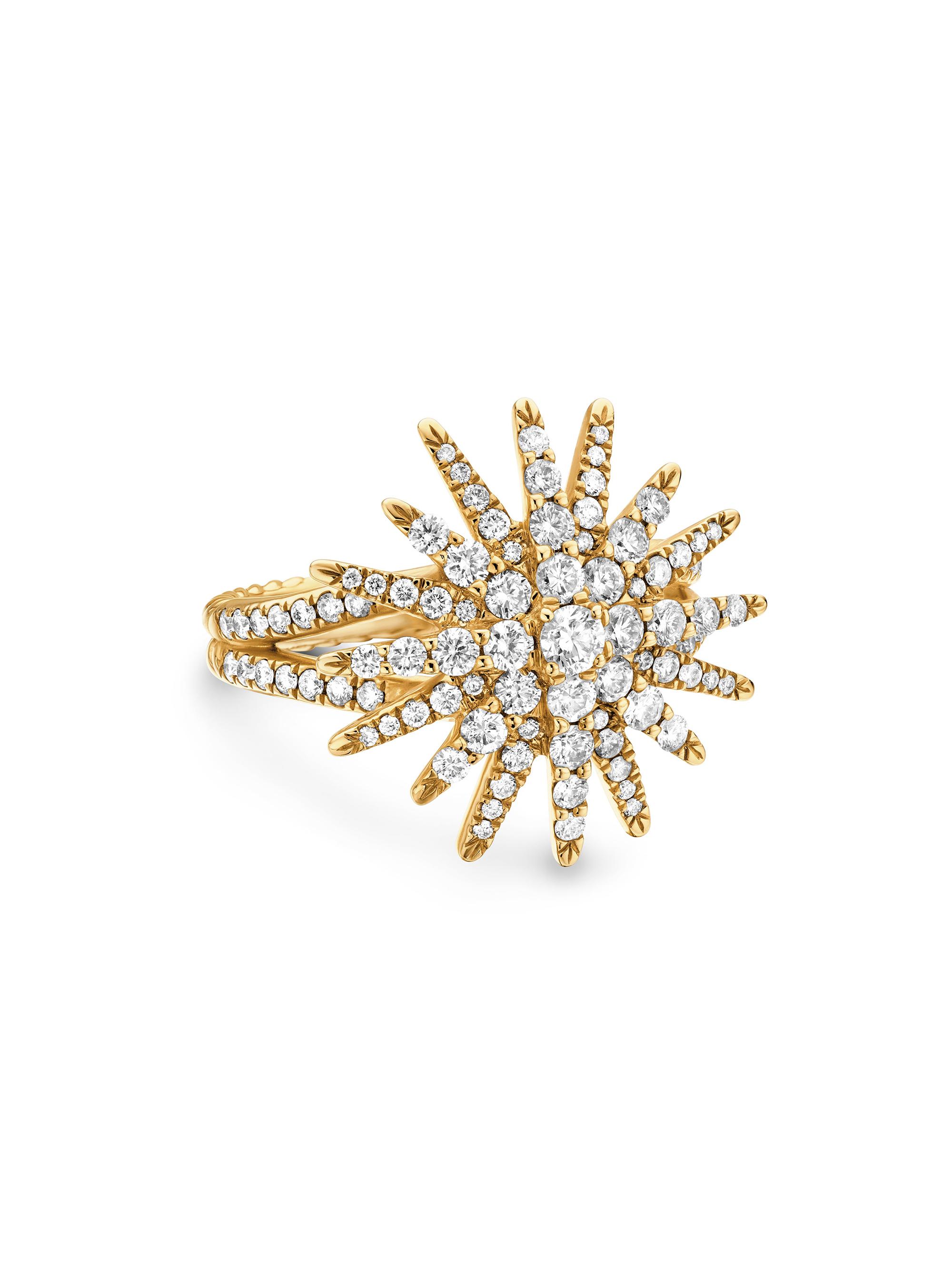 David Yurman Women's Starburst Ring in 1K Yellow Gold - Diamond