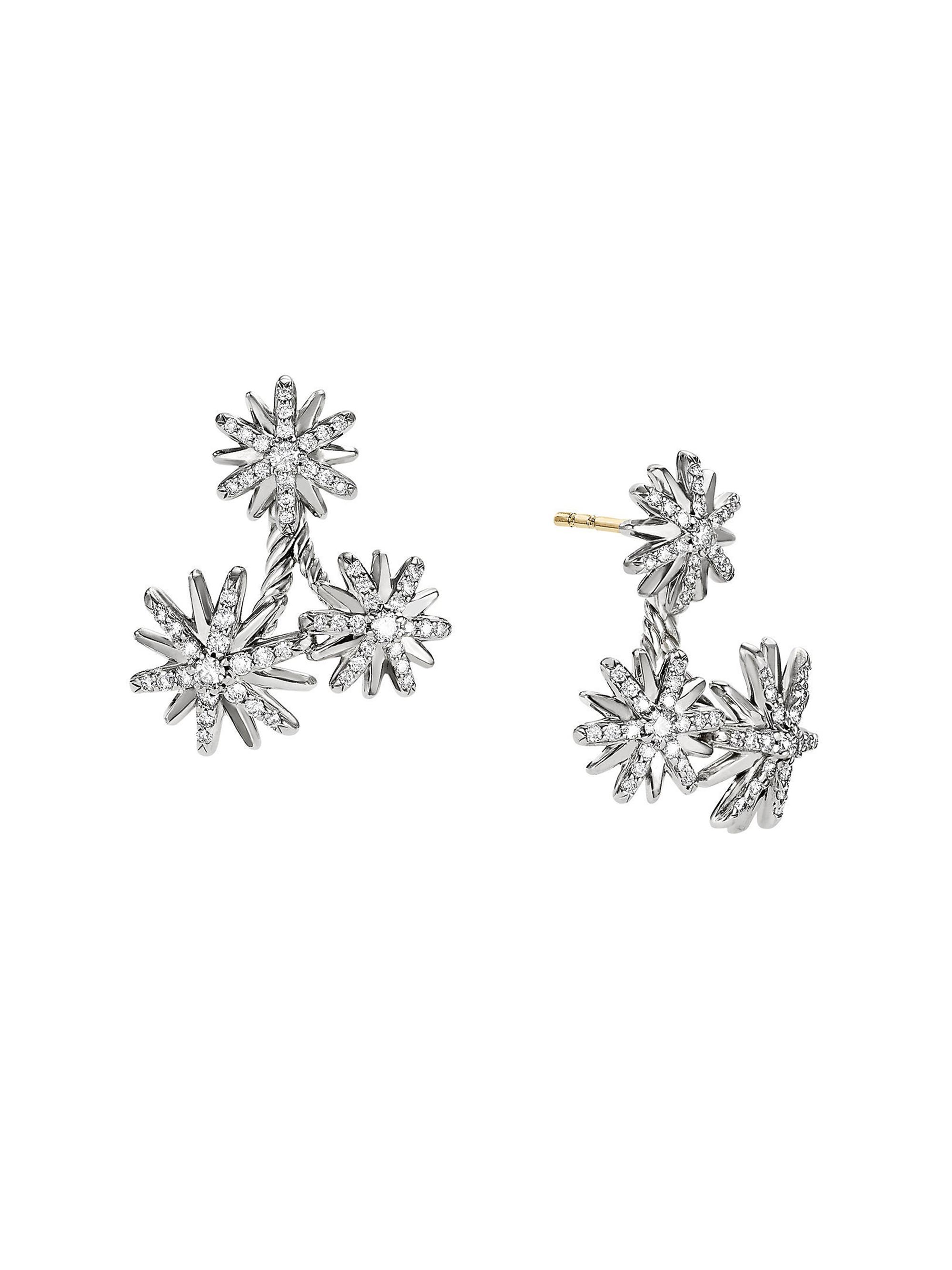 David Yurman Women's Starburst Cluster Earrings in Sterling Silver with Diamonds, 25MM - Diamond