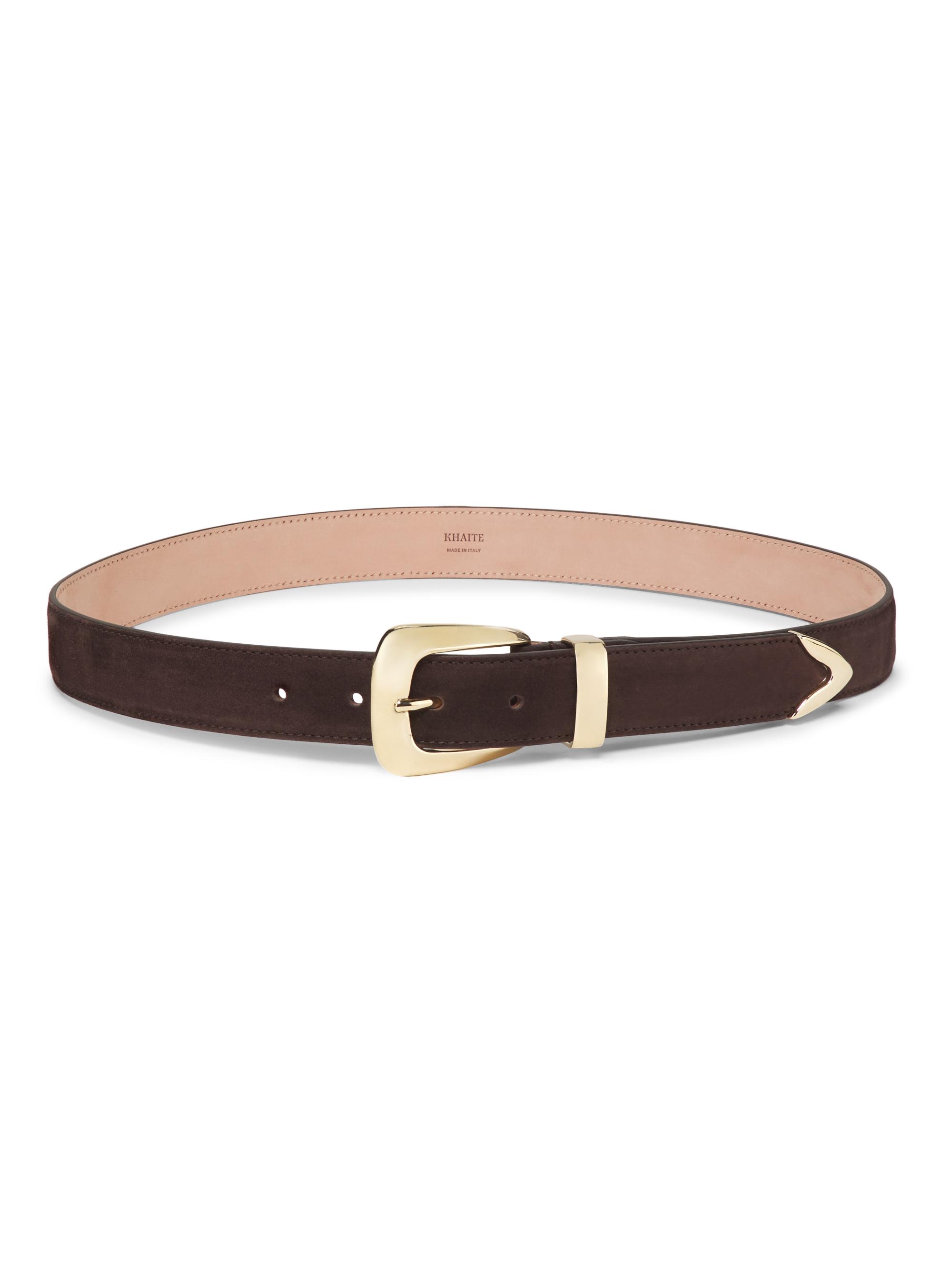 Khaite Women's Benny Suede Belt - Coffee