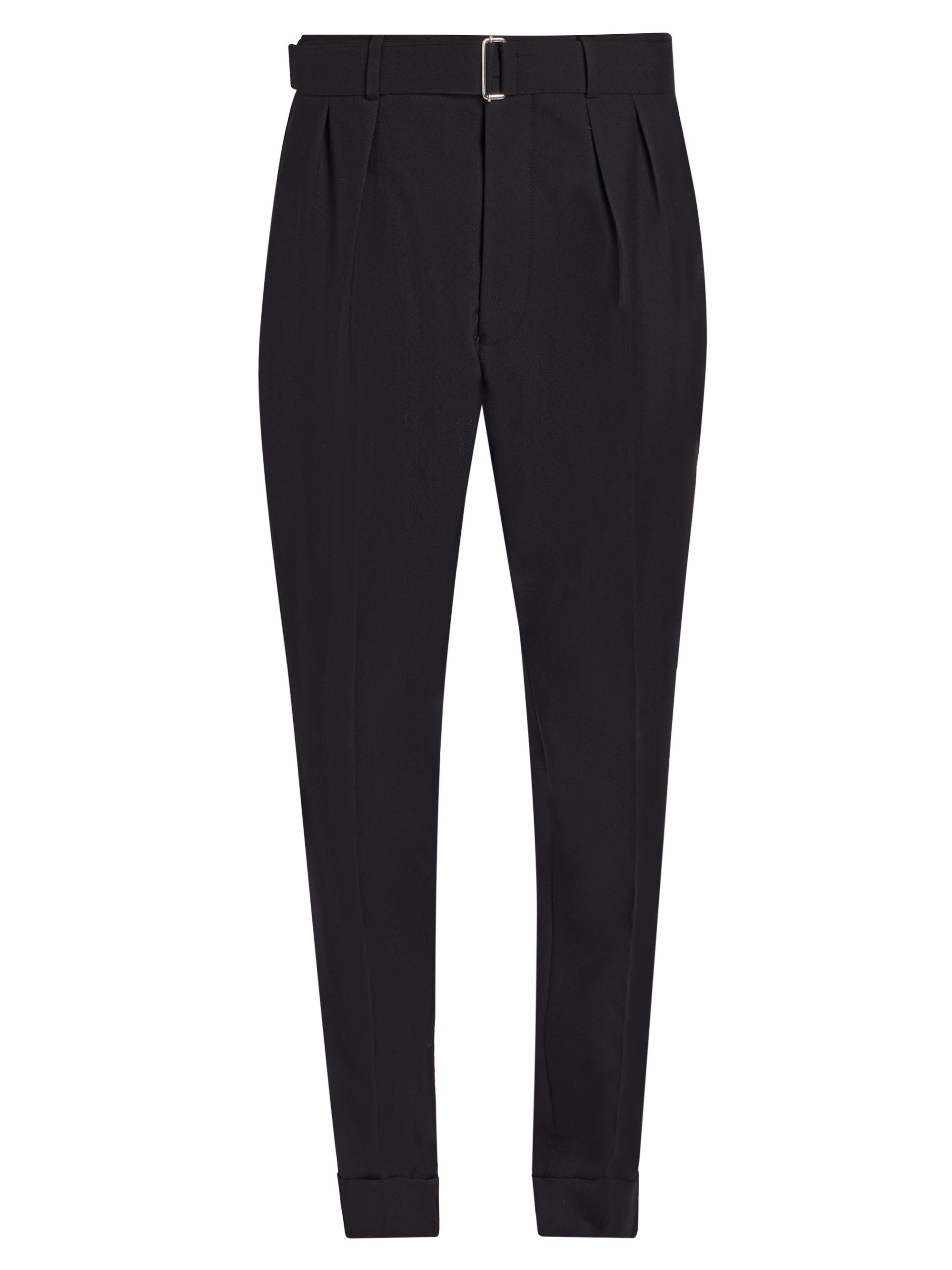 Officine Générale Men's Pierre Belted Wool Pants - Black