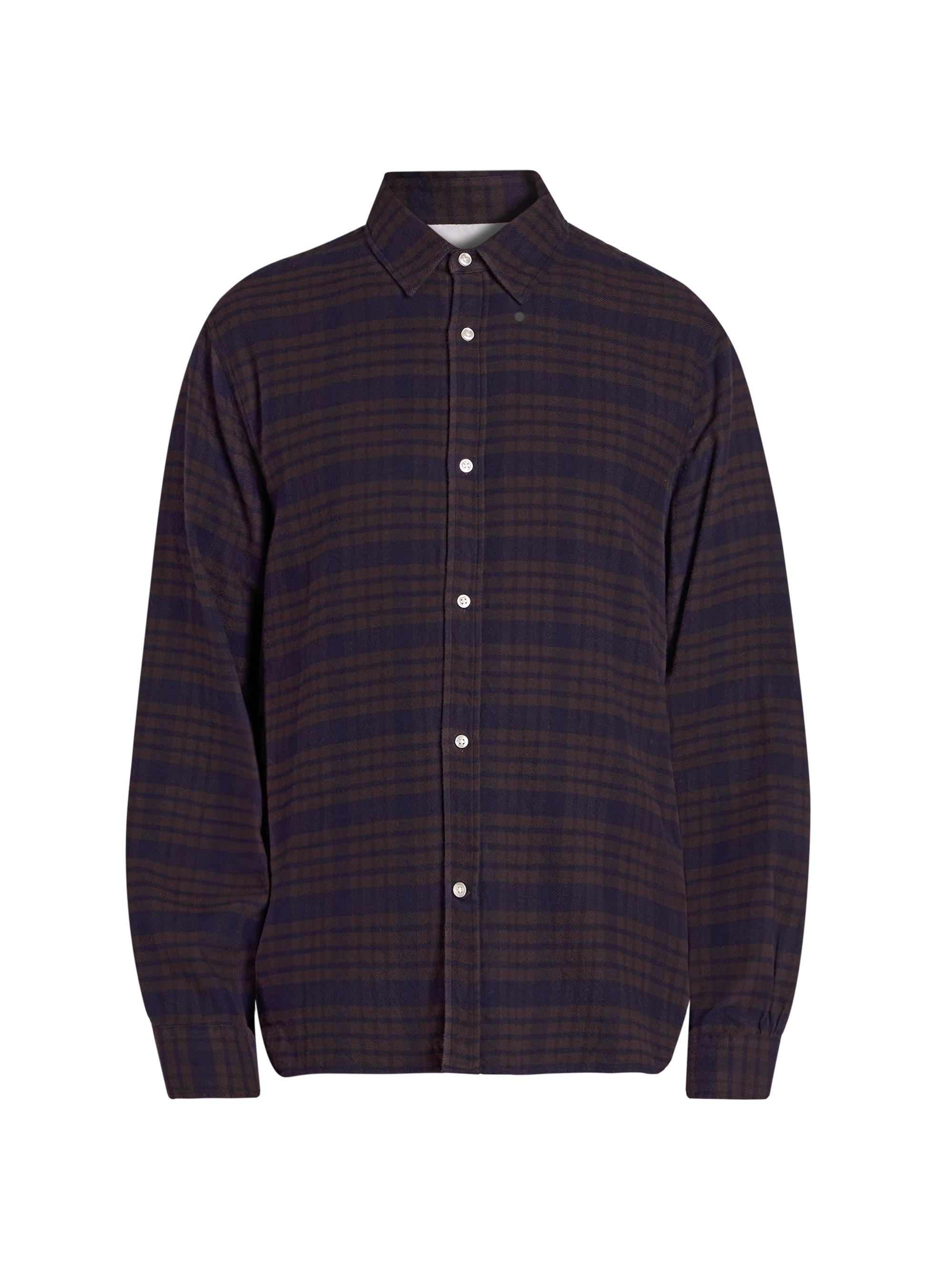 Officine Générale Men's Alex Cotton Twill Button-Up Shirt - Navy Coffee