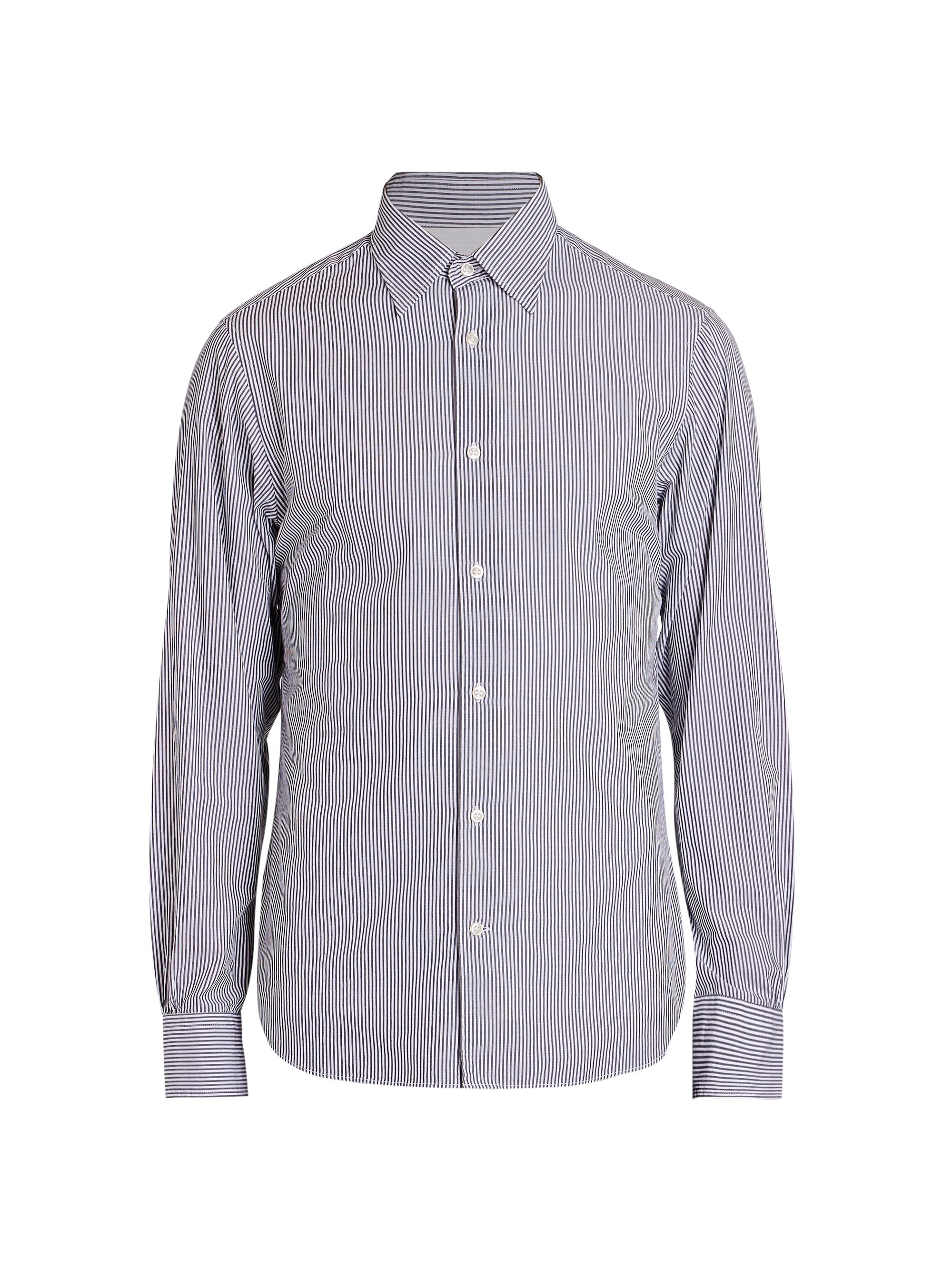 Officine Générale Men's Giacomo Striped Button-Up Shirt - Black White