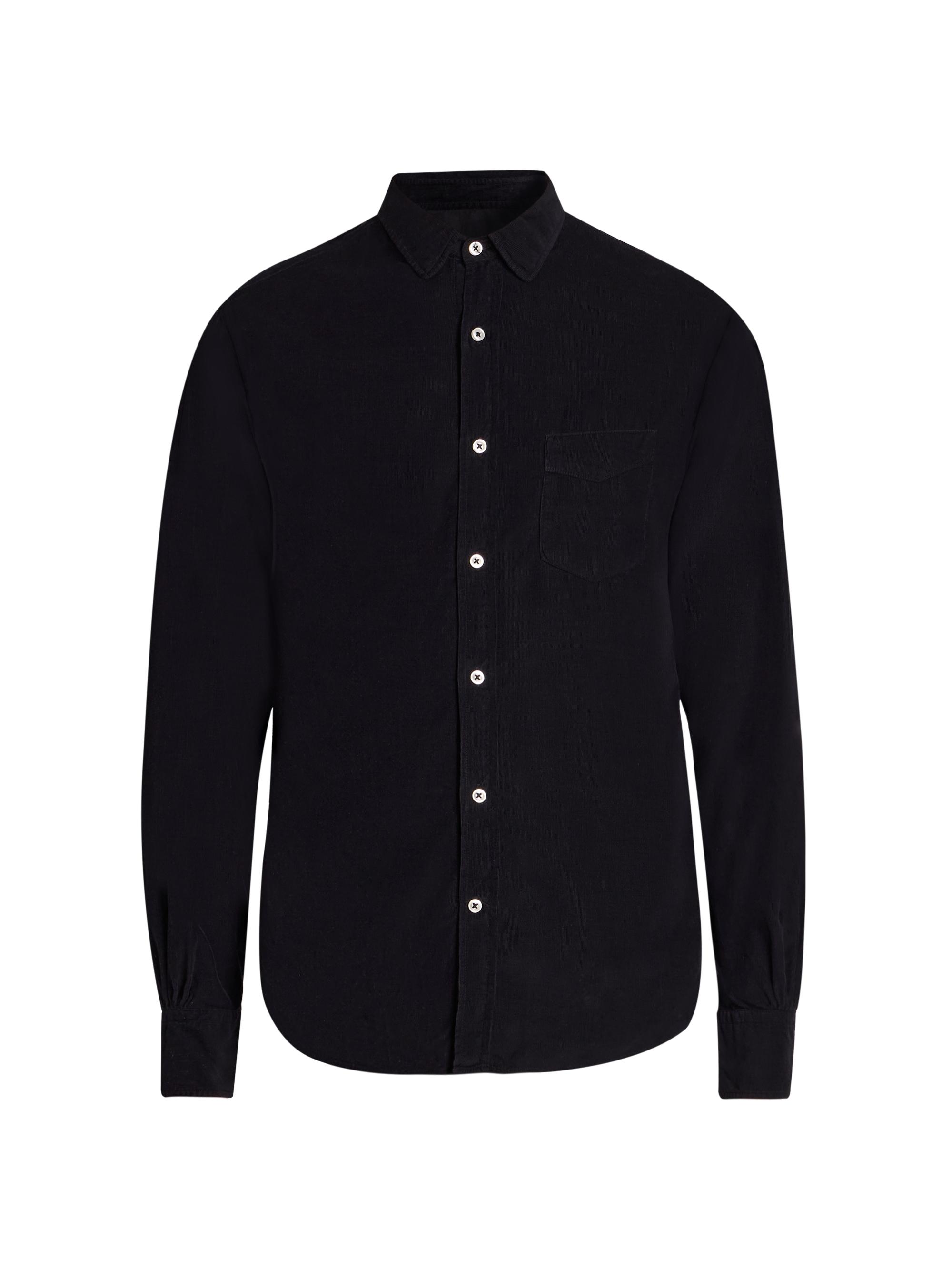 Officine Générale Men's Lipp Garment-Dyed Corduroy Shirt - Black