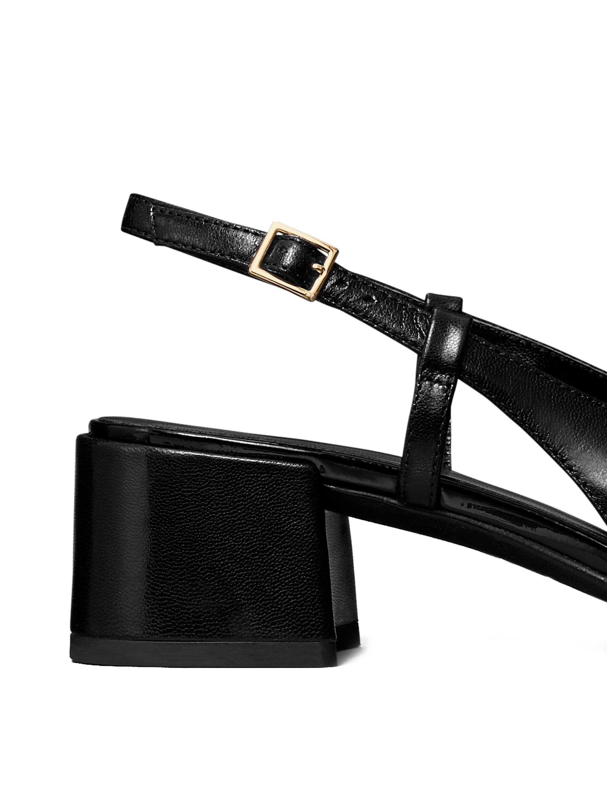 Tory Burch 黒 スエード ポインテッドトゥシューズ Pierced Peep-Toe Slingback: Women's Designer Heels | Tory Burch