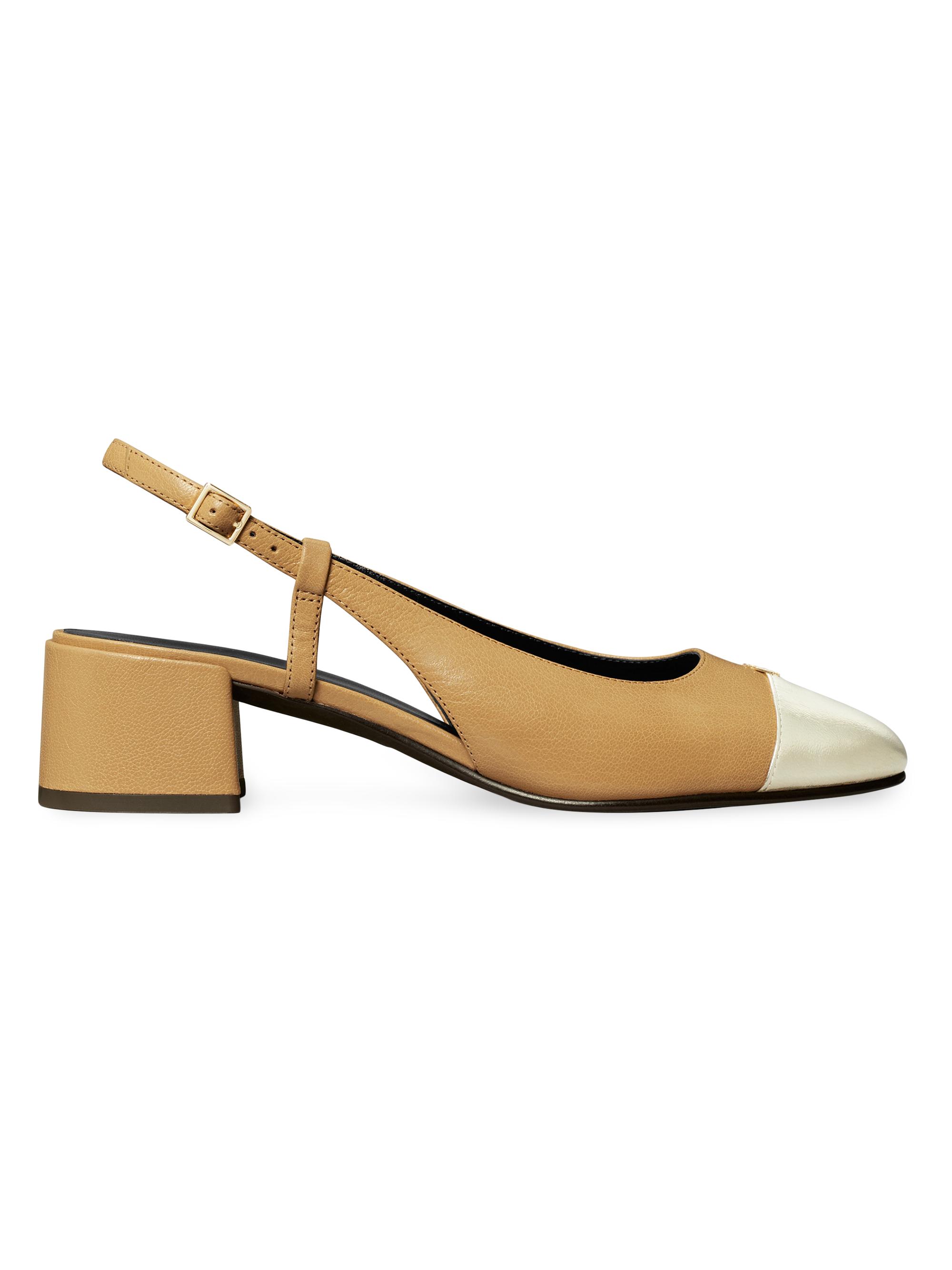 Tory Burch Cap-Toe Leather Slingback Pumps | Saks Fifth Avenue