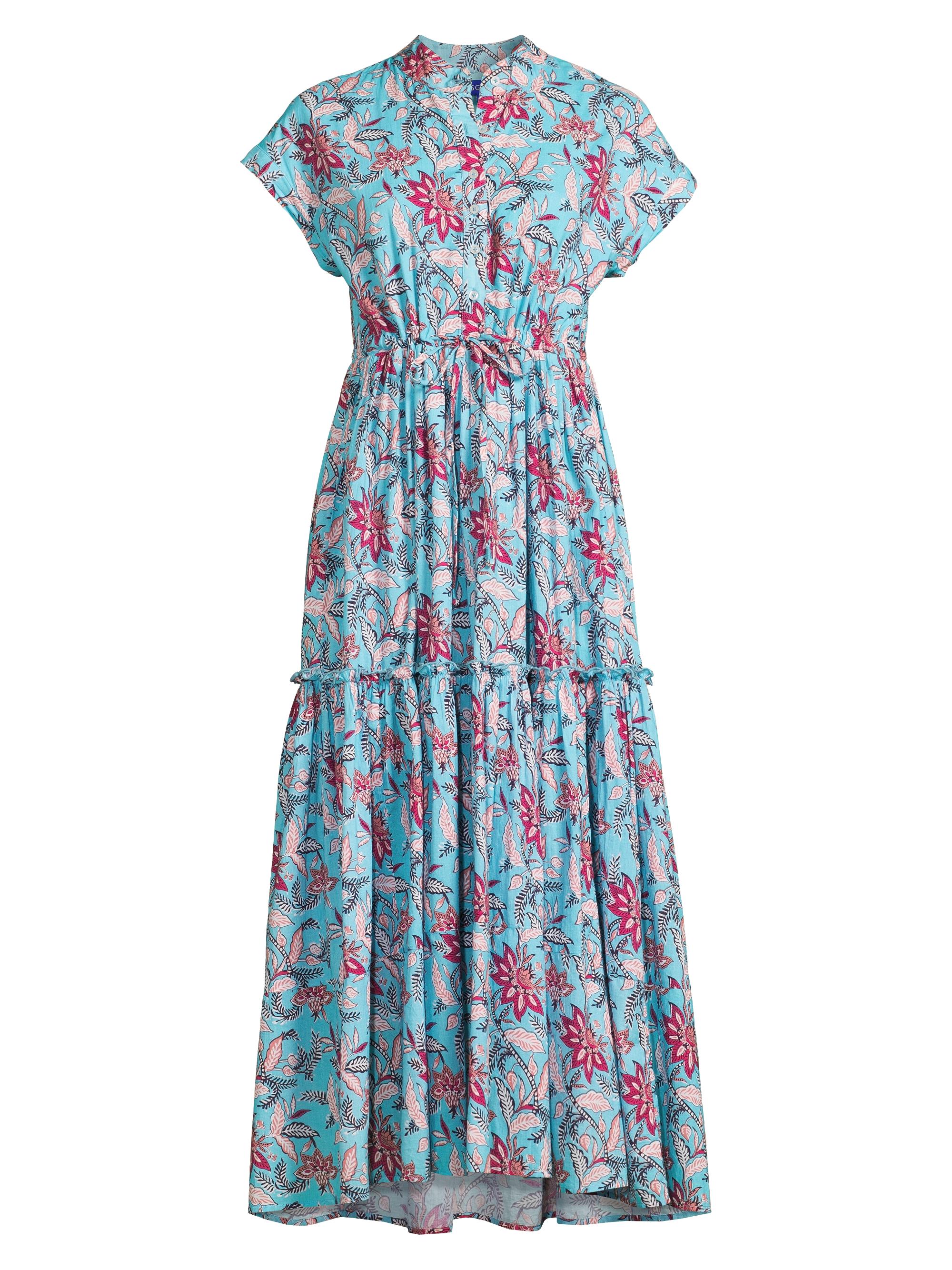 Ro's Garden Women's Mumi Floral Cotton Maxi Dress - Blue Tenango