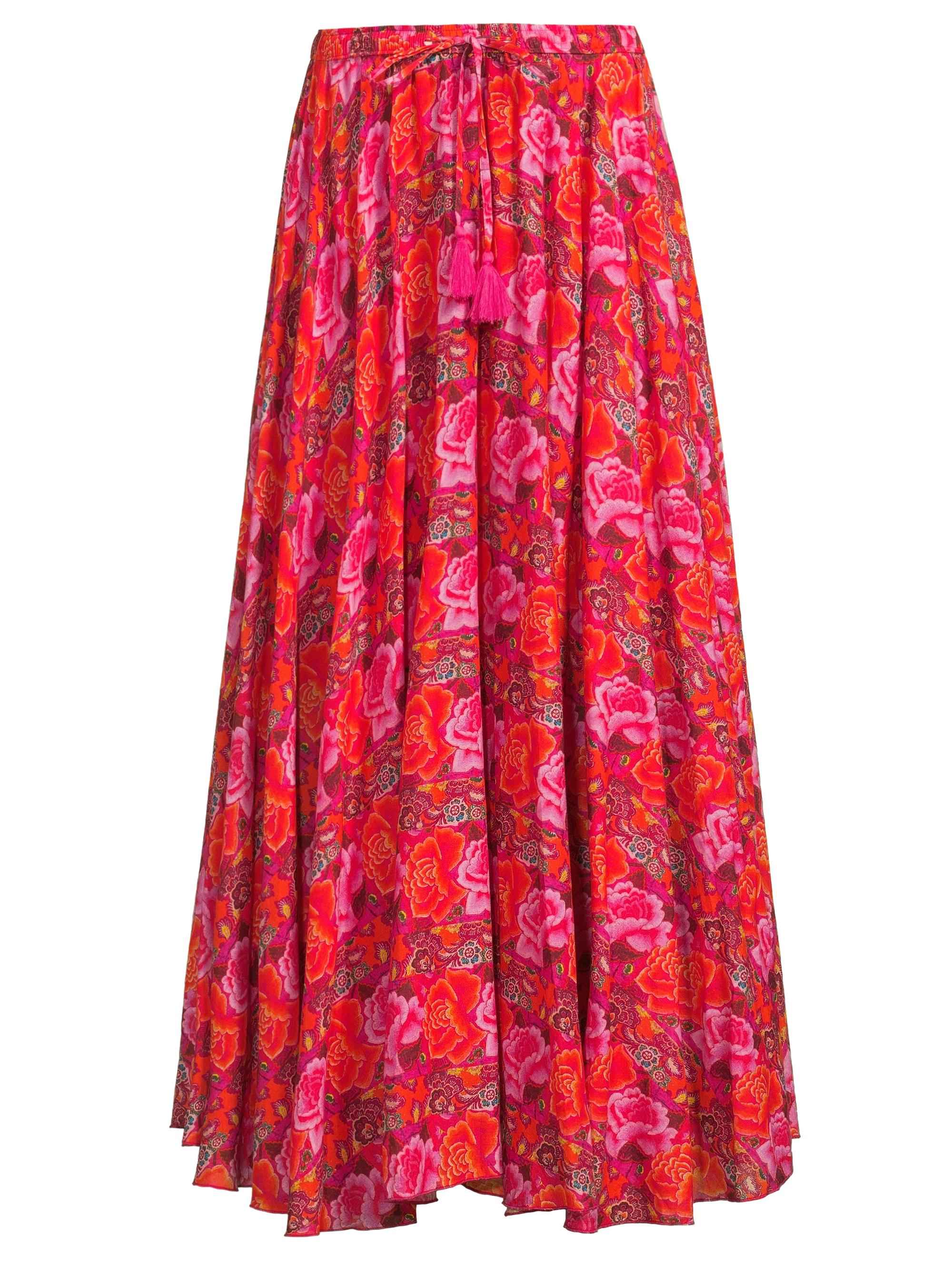 Ro's Garden Women's Floral Print Maxi Skirt - Pink Cuernavaca