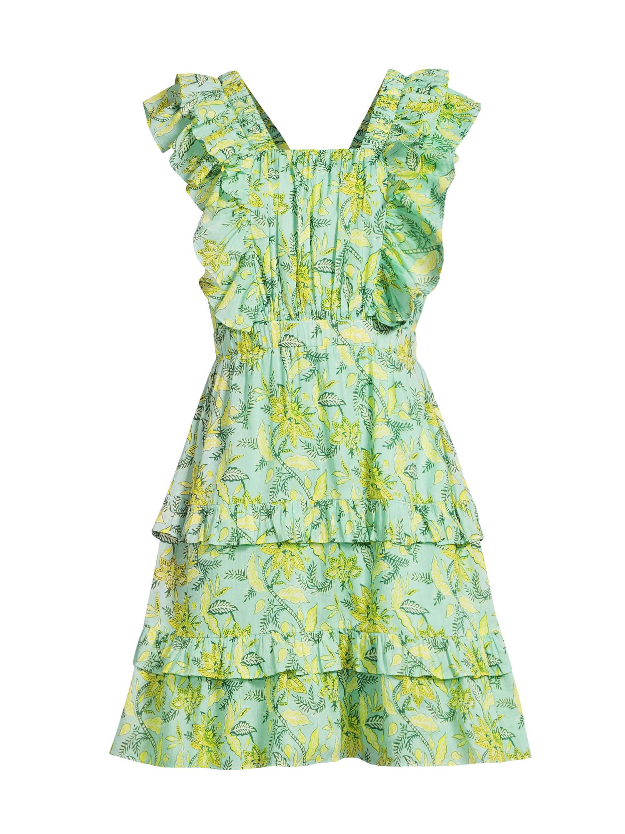 Ro's Garden Women's Dante Floral Ruffle Minidress - Light Green