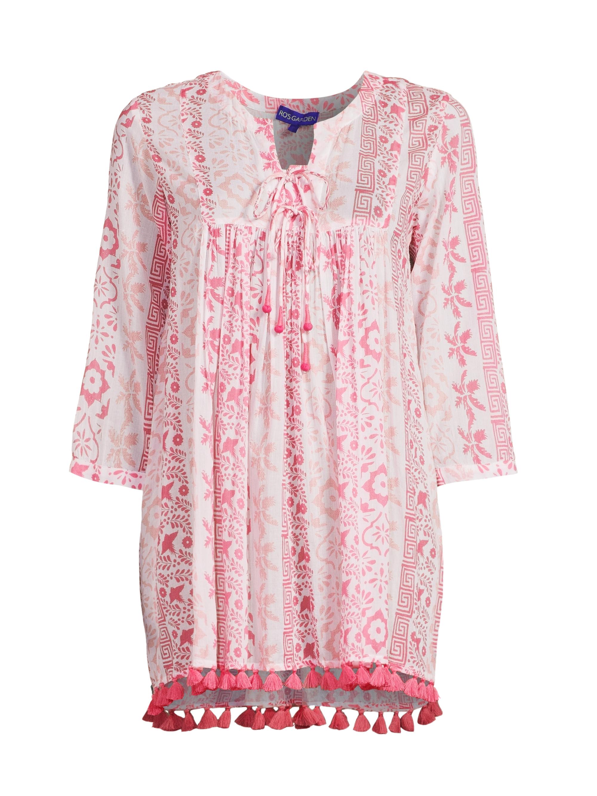 Ro's Garden Women's Seychelles Printed Tassel-Trimmed Tunic - Pink Chichi