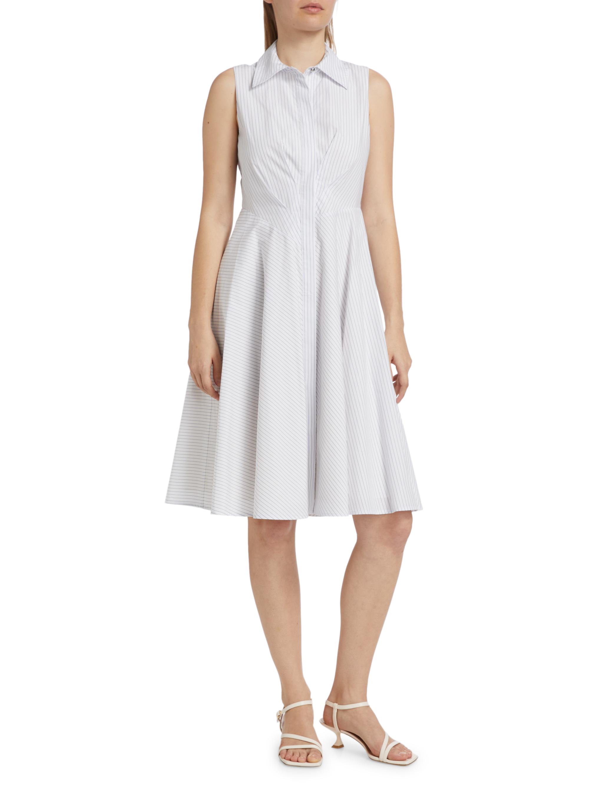 Derek Lam 10 Crosby Women's Reena Sleeveless Midi-Shirtdress - White Navy | Thumbnail 3