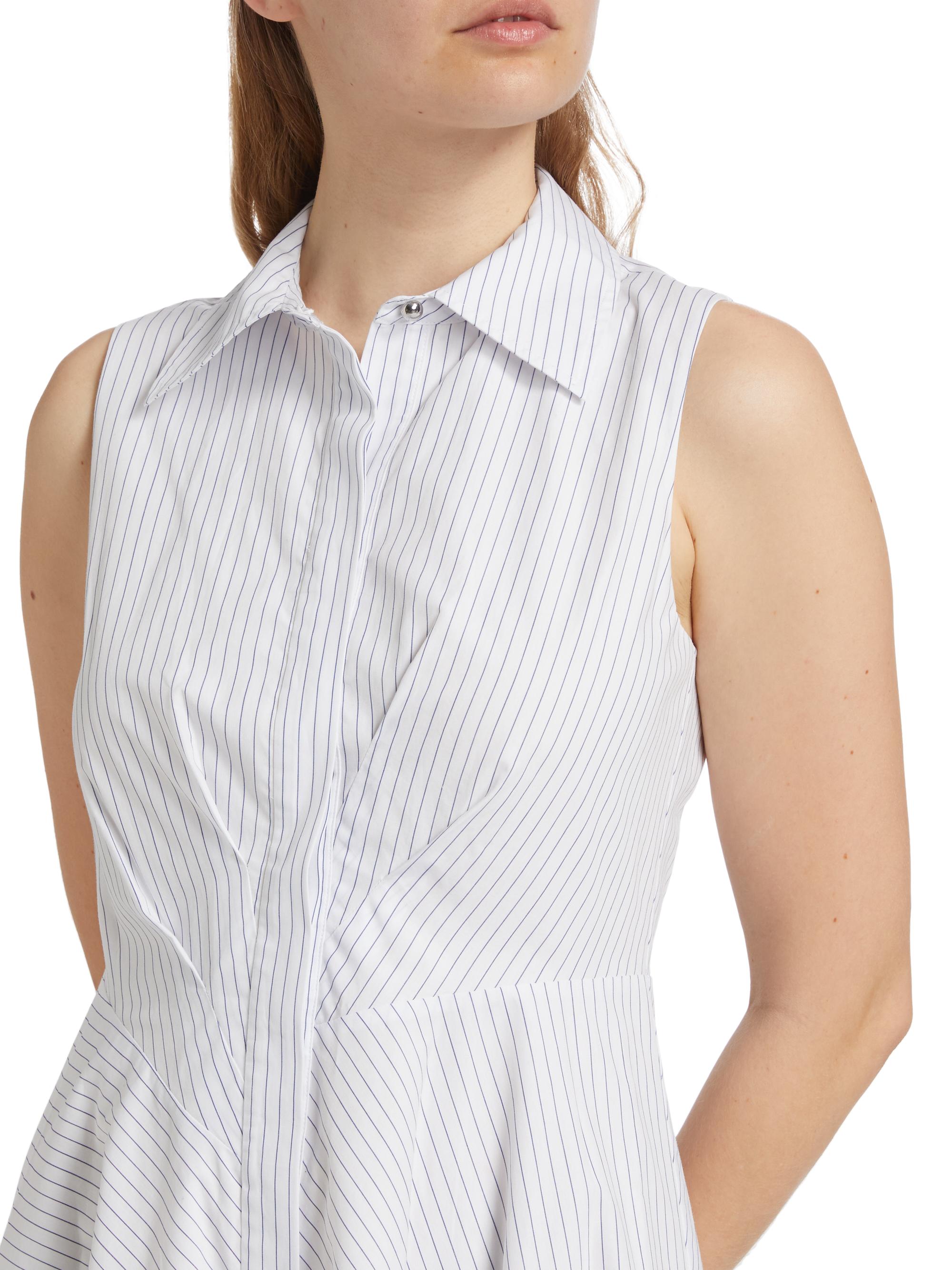 Derek Lam 10 Crosby Women's Reena Sleeveless Midi-Shirtdress - White Navy | Thumbnail 6