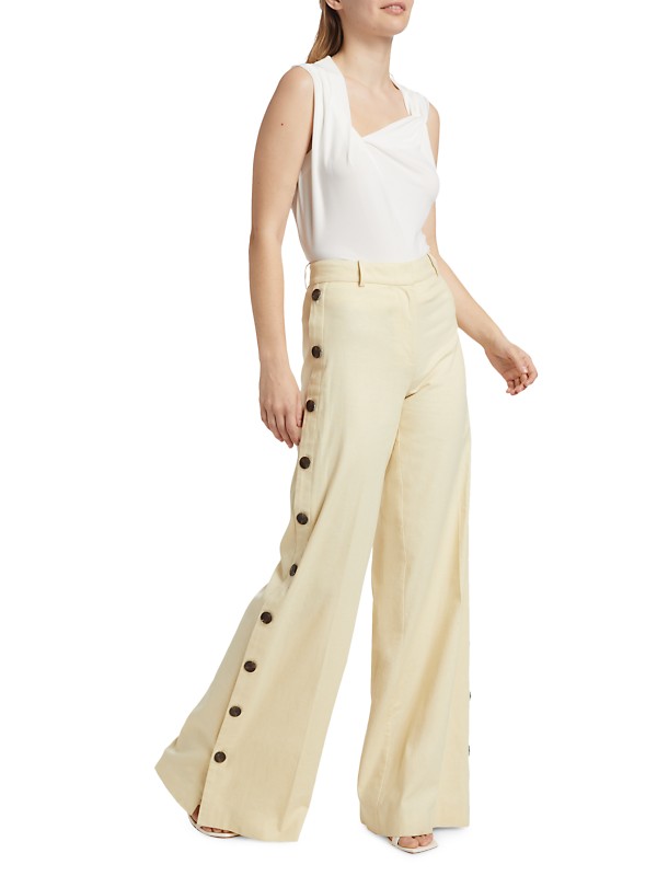 Shop Derek Lam 10 Crosby Carter Wide-Leg Button Detail Shop Derek Lam 10 Crosby Carter Wide-Leg Button Detail