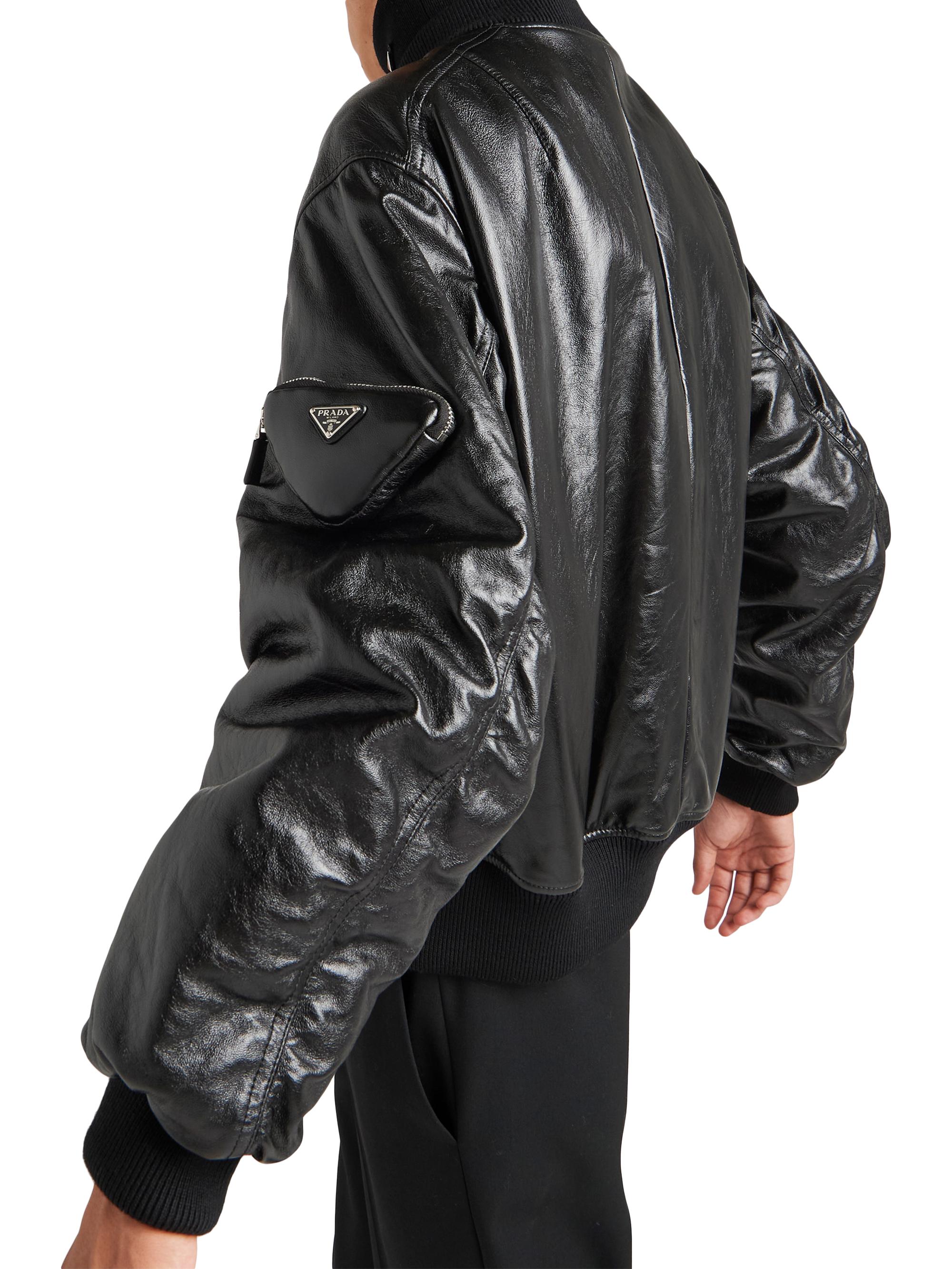 PRADA 2000s Napa leather Harrington JKT