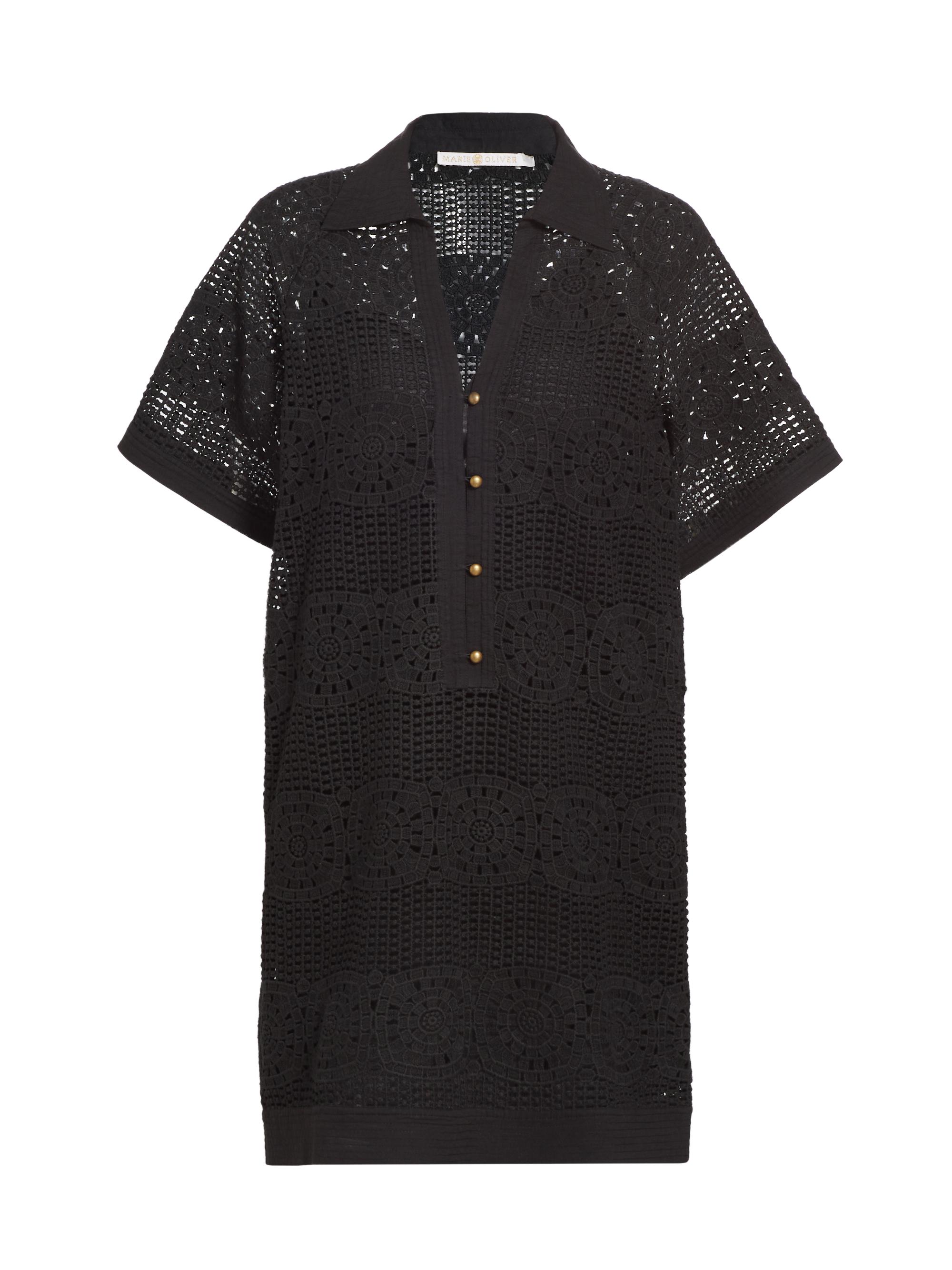 Marie Oliver Women's Urma Crocheted Cotton Shift Dress - Black