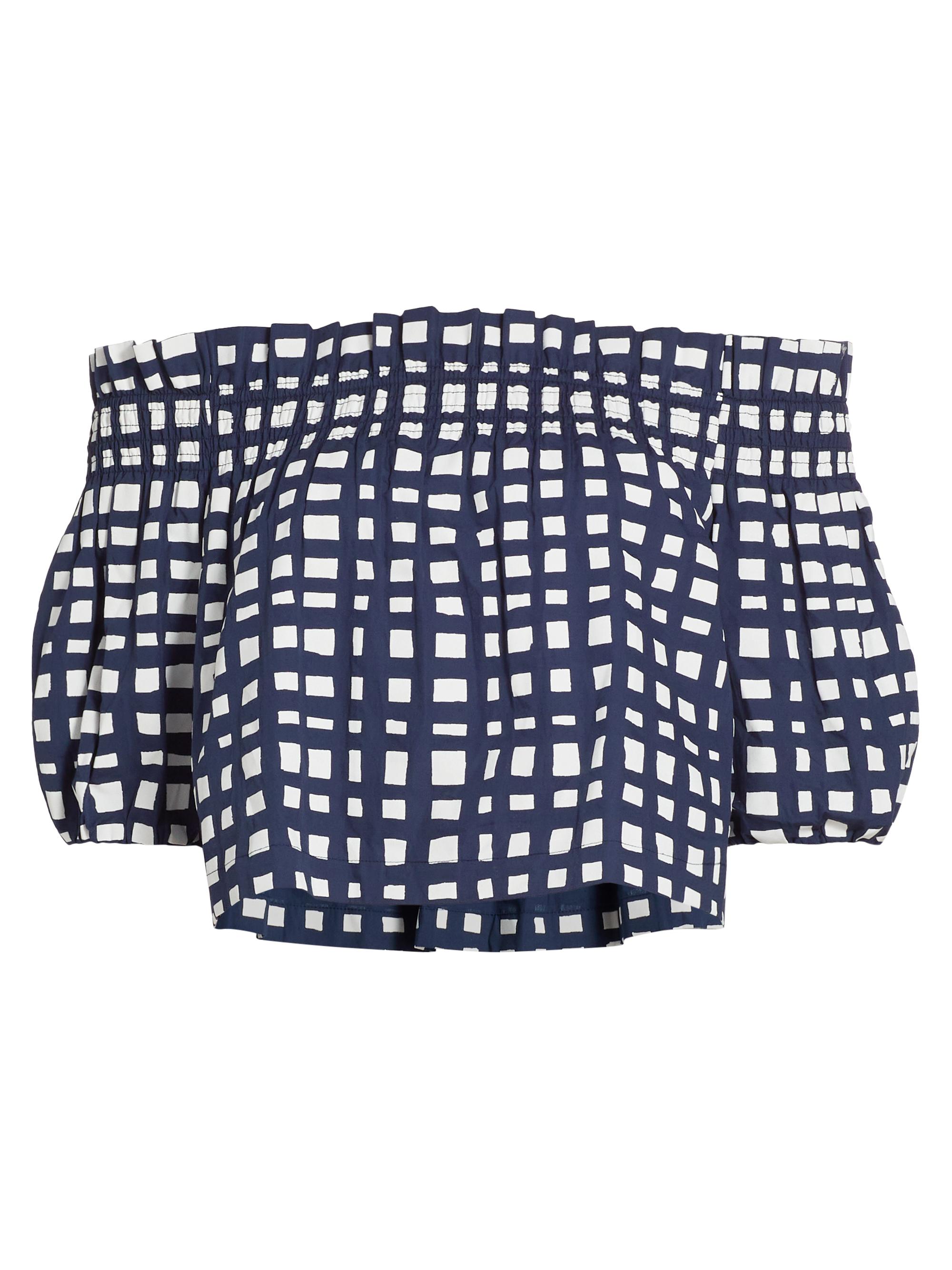 Marie Oliver Women's Elodie Geometric Cotton Off-The-Shoulder Top - Marine