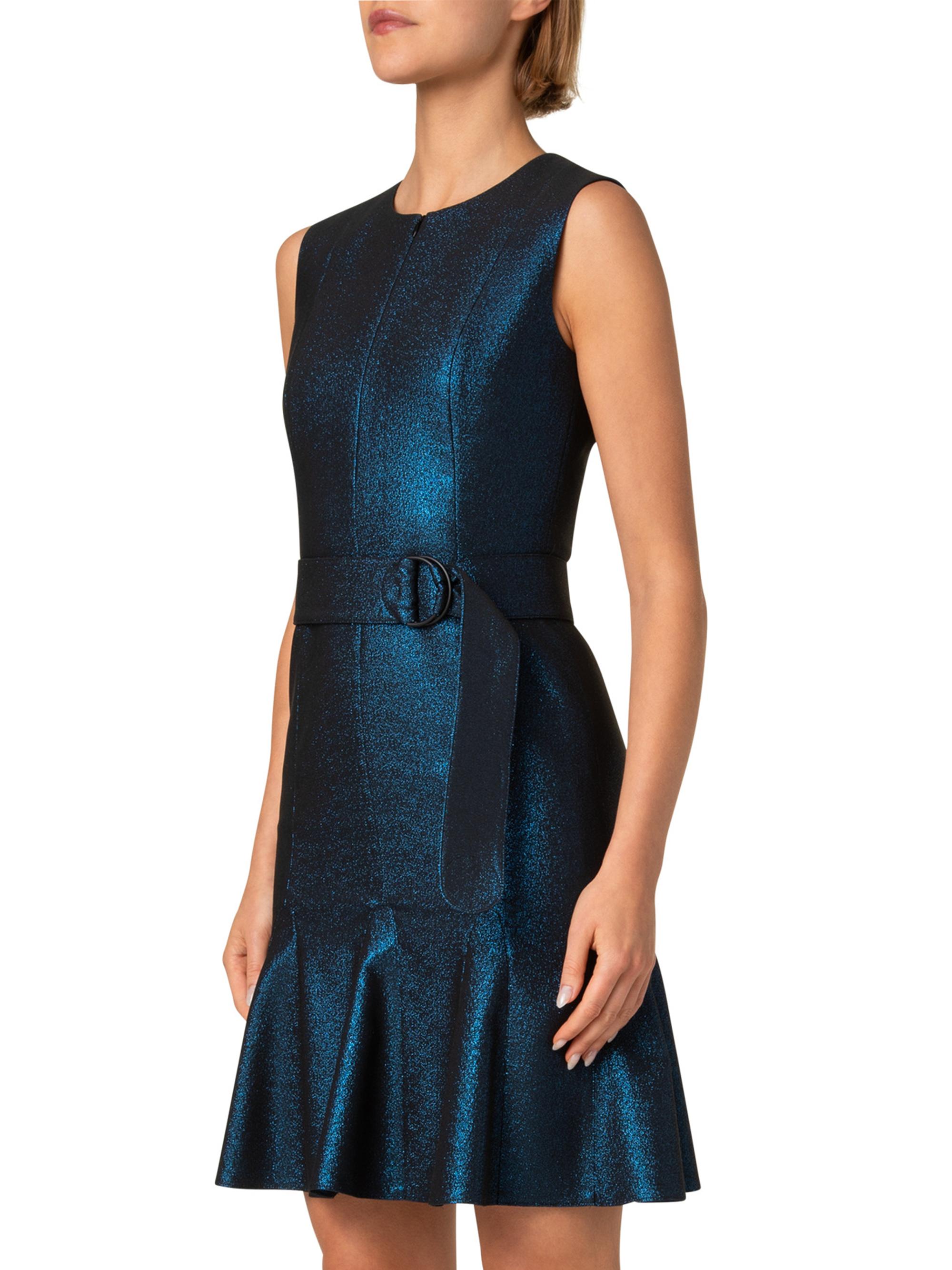 Akris punto Metallic Denim Belted Minidress | Saks Fifth Avenue